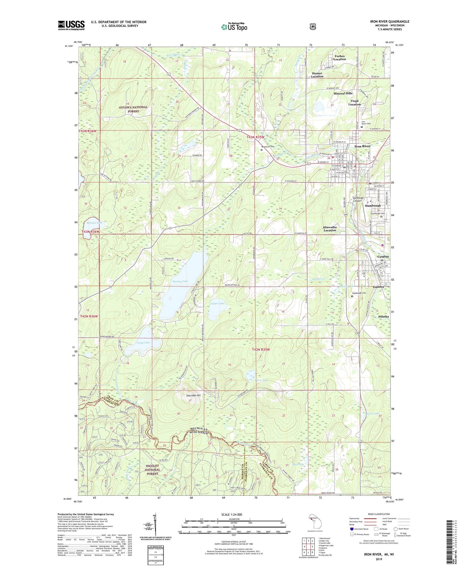 Iron River Michigan US Topo Map Image