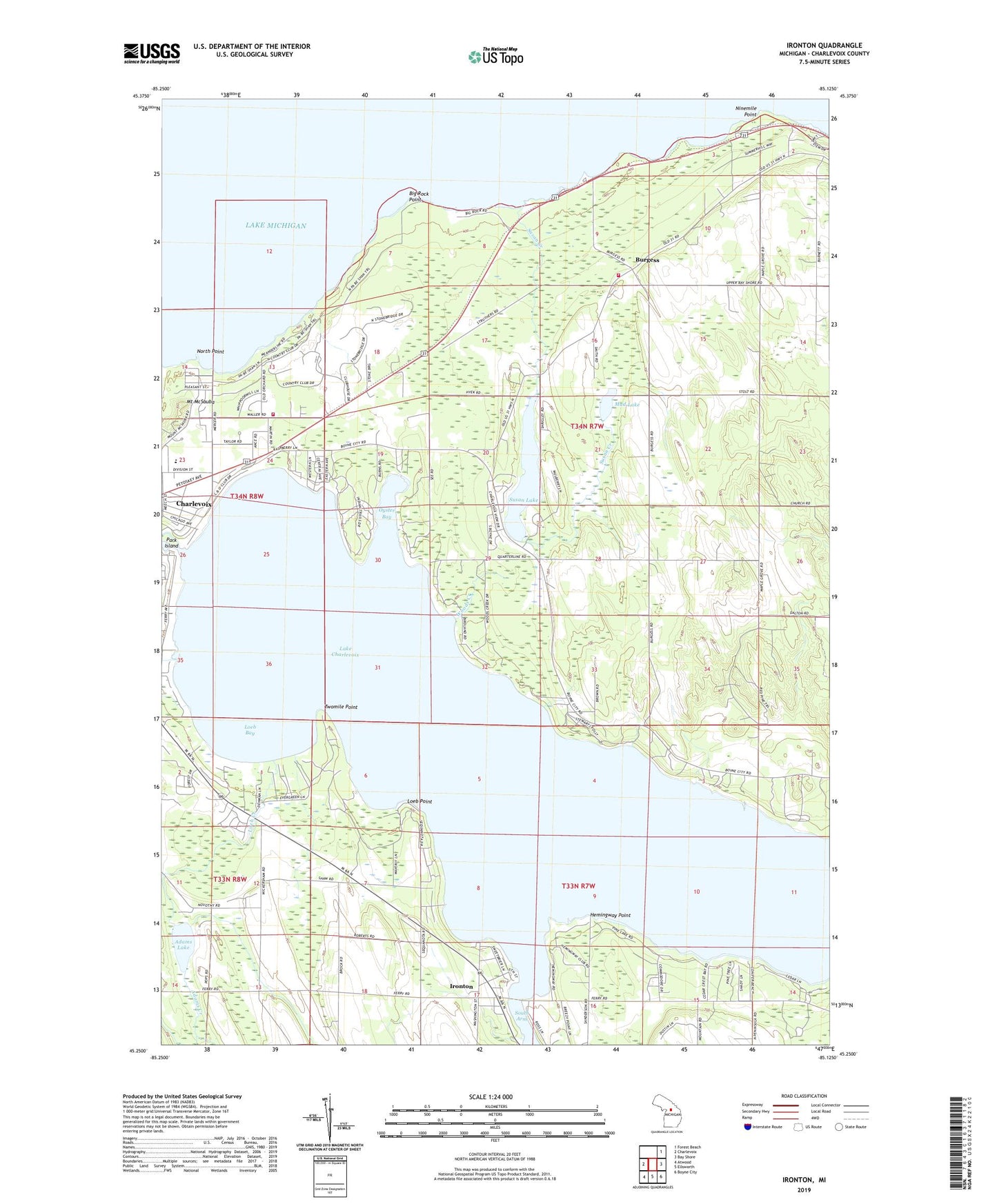 Ironton Michigan US Topo Map Image