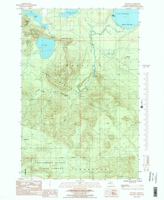 Classic USGS Ives Hill Michigan 7.5'x7.5' Topo Map Image