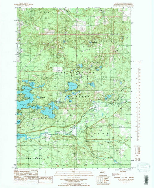 Classic USGS Jacks Landing Michigan 7.5'x7.5' Topo Map Image