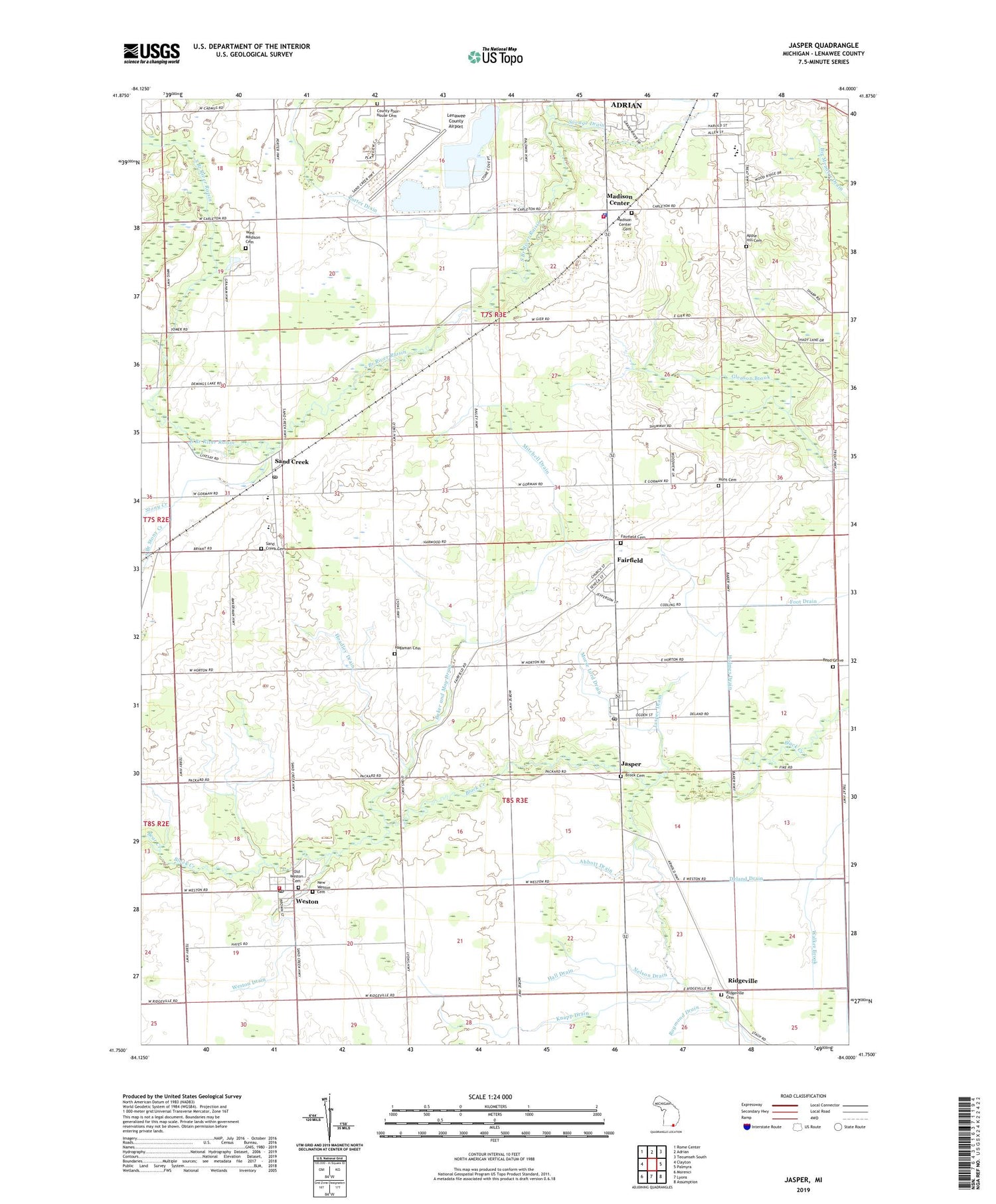 Jasper Michigan US Topo Map Image