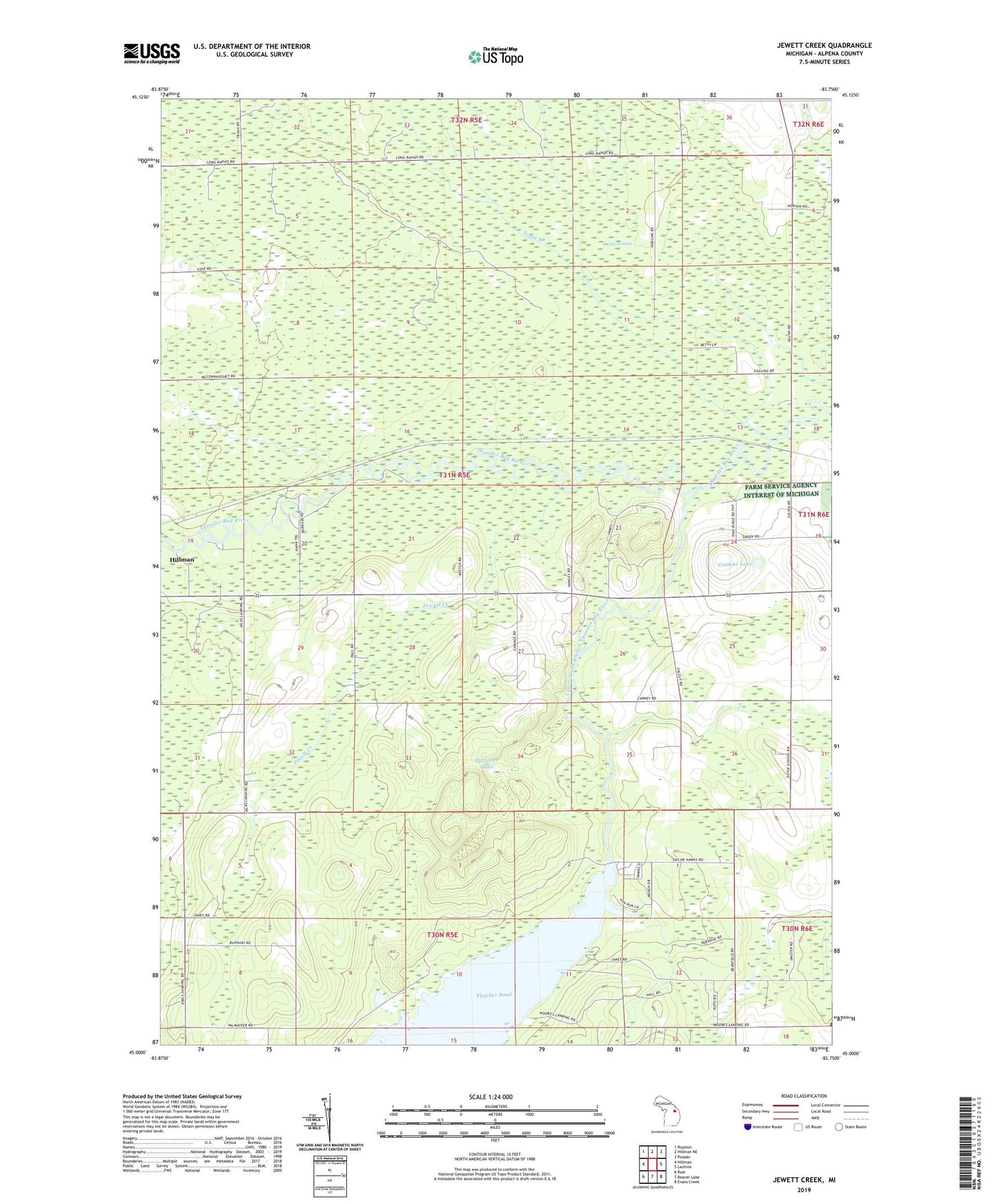 Jewett Creek Michigan US Topo Map Image