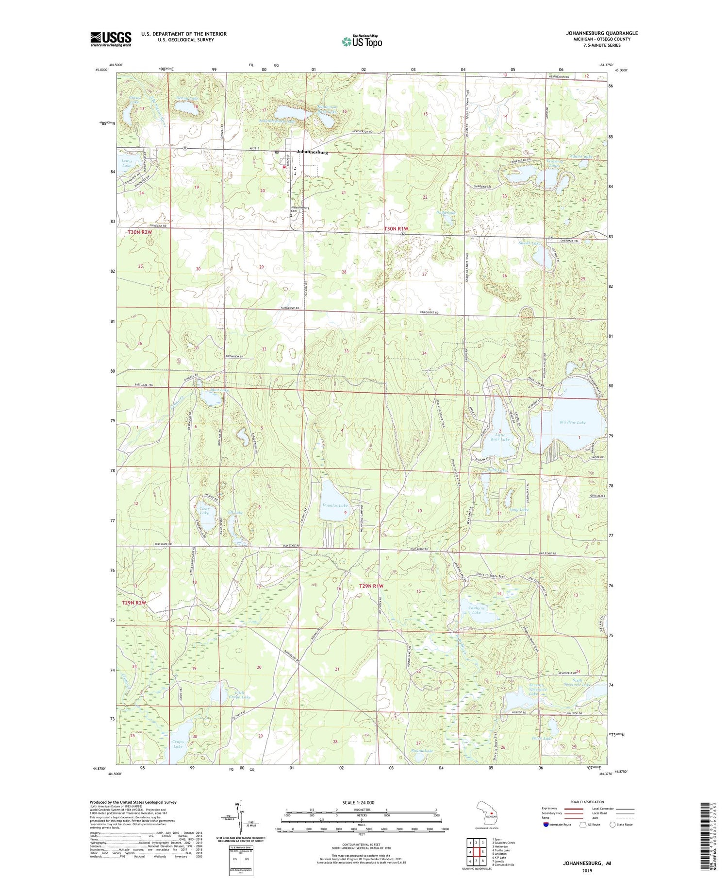 Johannesburg Michigan US Topo Map Image