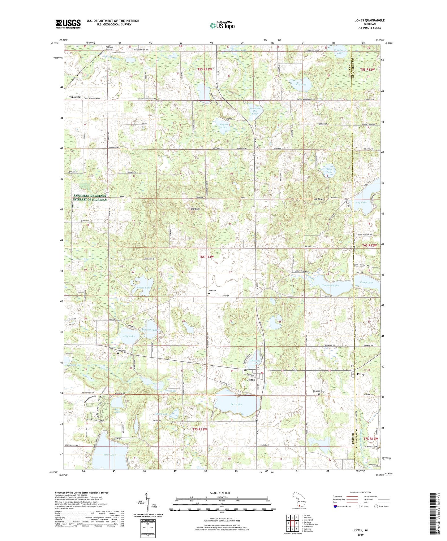 Jones Michigan US Topo Map Image