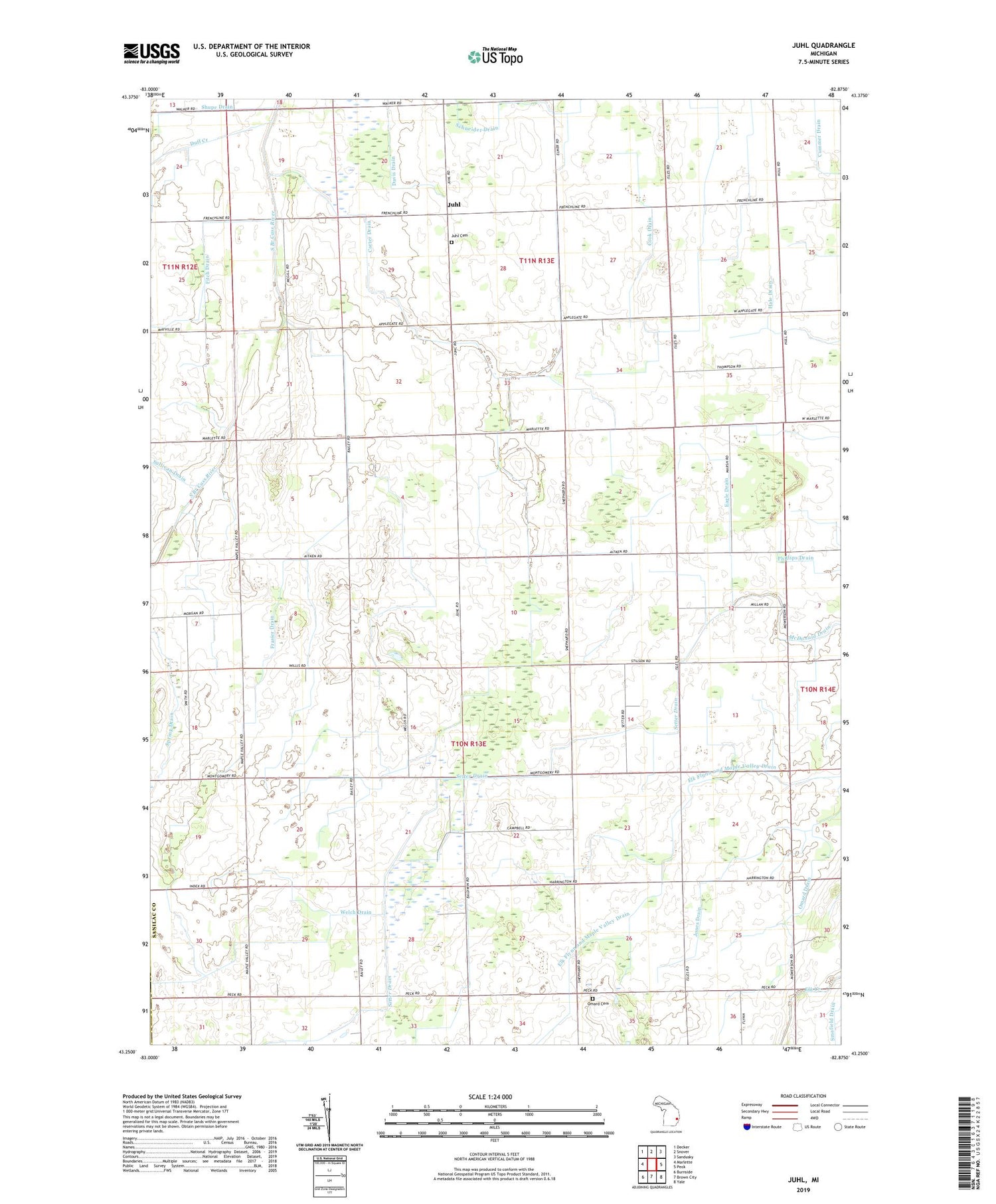 Juhl Michigan US Topo Map Image