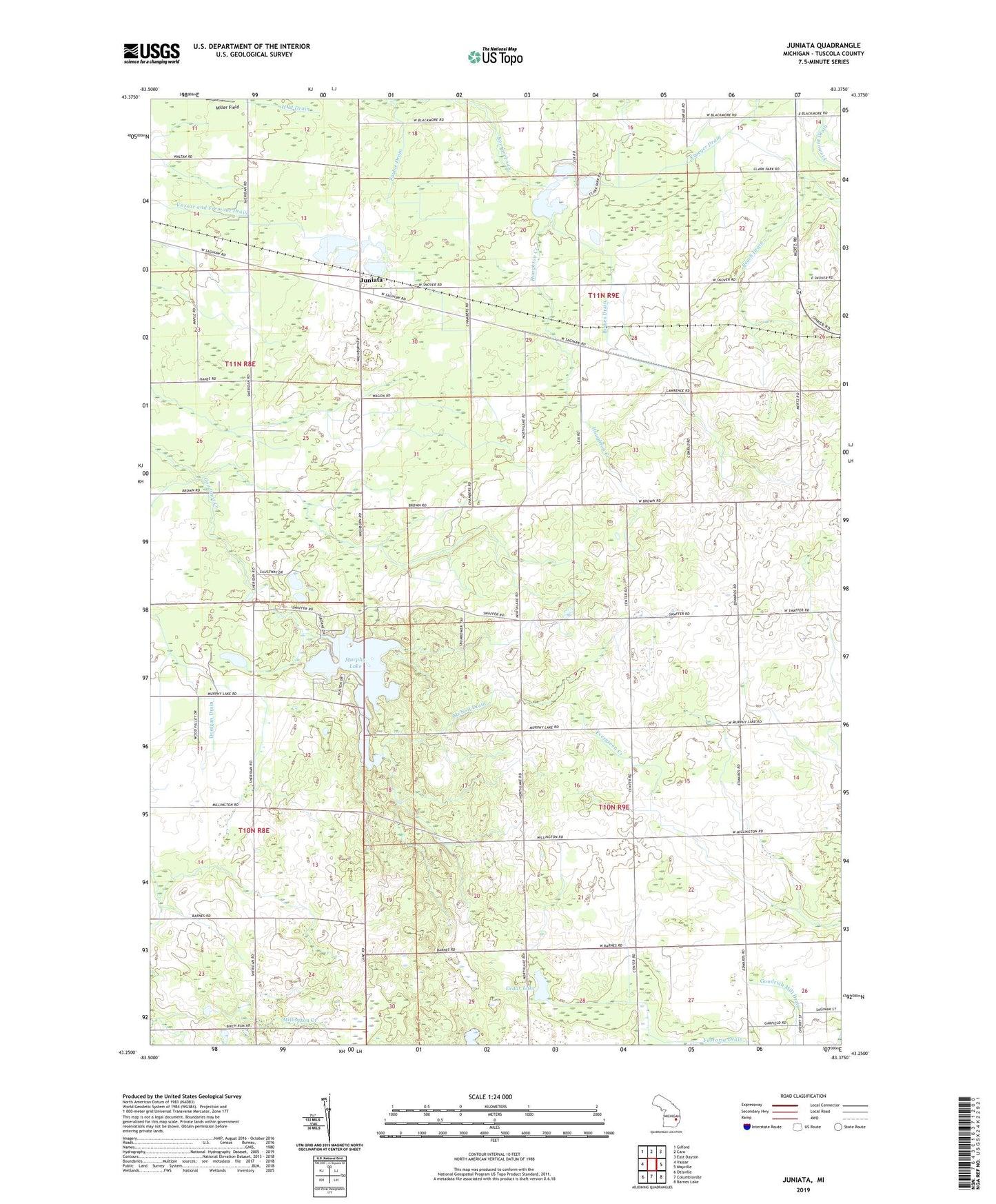 Juniata Michigan US Topo Map Image
