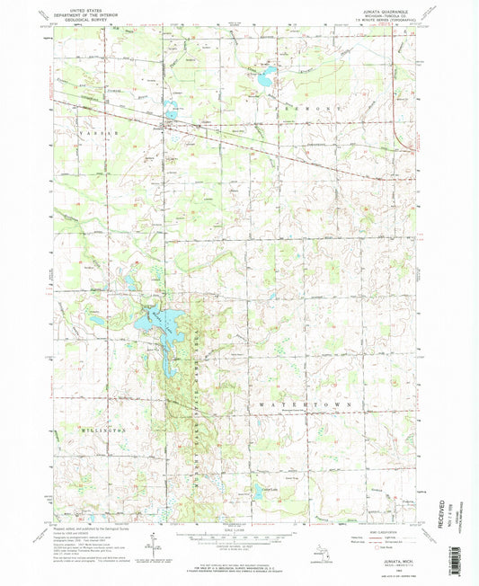 Classic USGS Juniata Michigan 7.5'x7.5' Topo Map Image