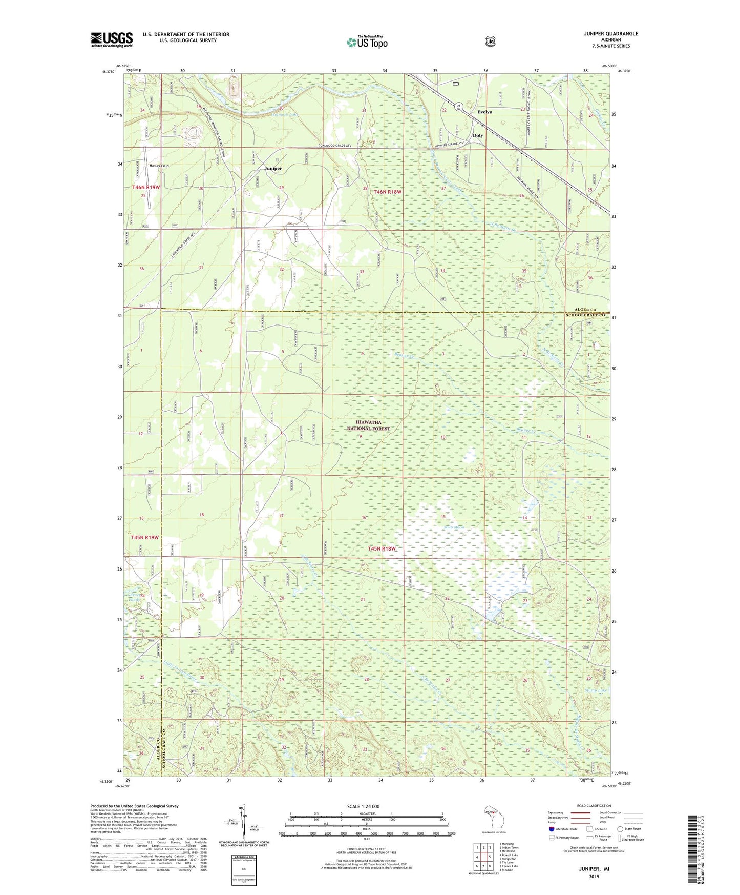 Juniper Michigan US Topo Map Image