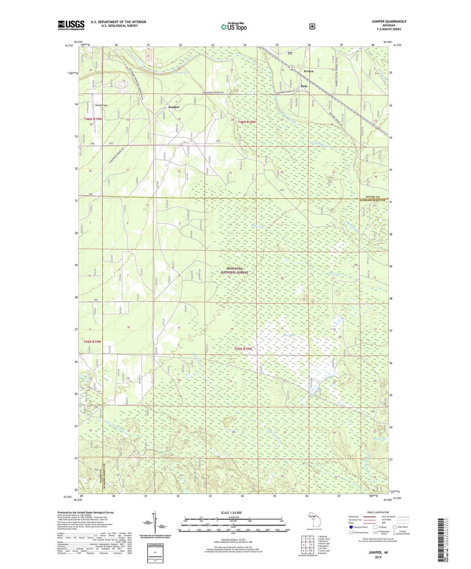 Juniper Michigan US Topo Map Image