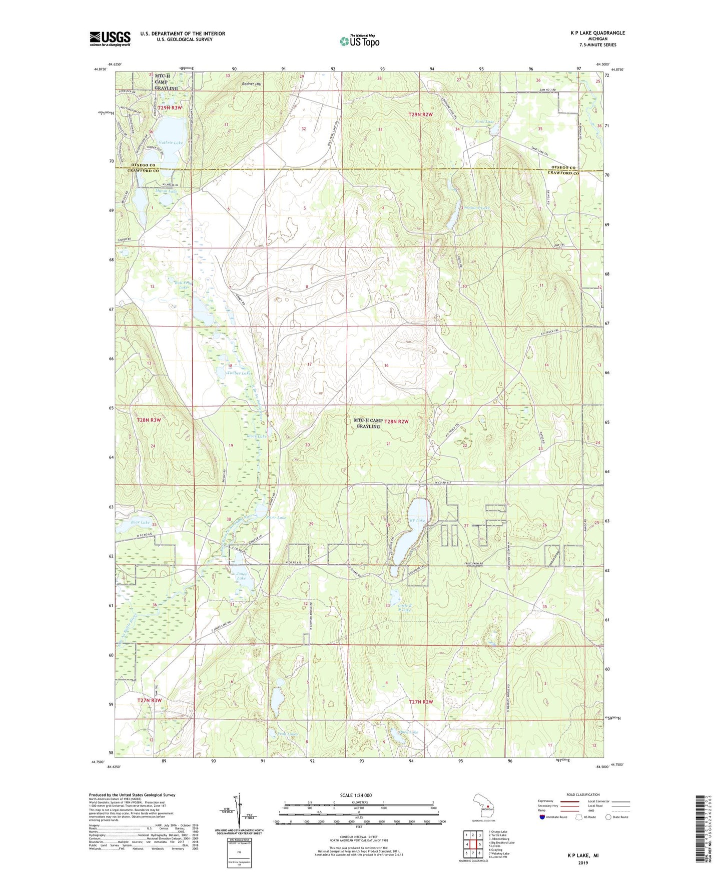 K P Lake Michigan US Topo Map Image