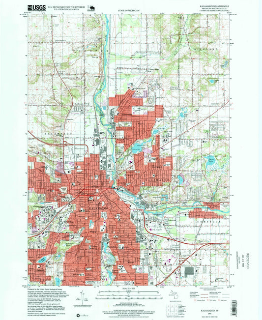 Classic USGS Kalamazoo Michigan 7.5'x7.5' Topo Map Image