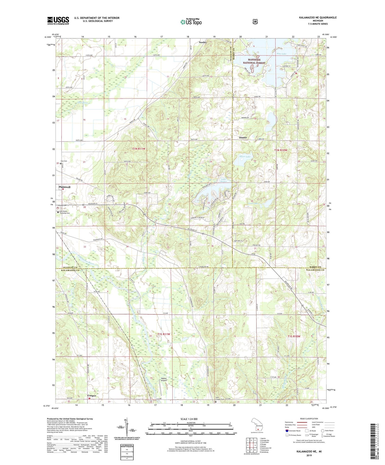 Kalamazoo NE Michigan US Topo Map Image