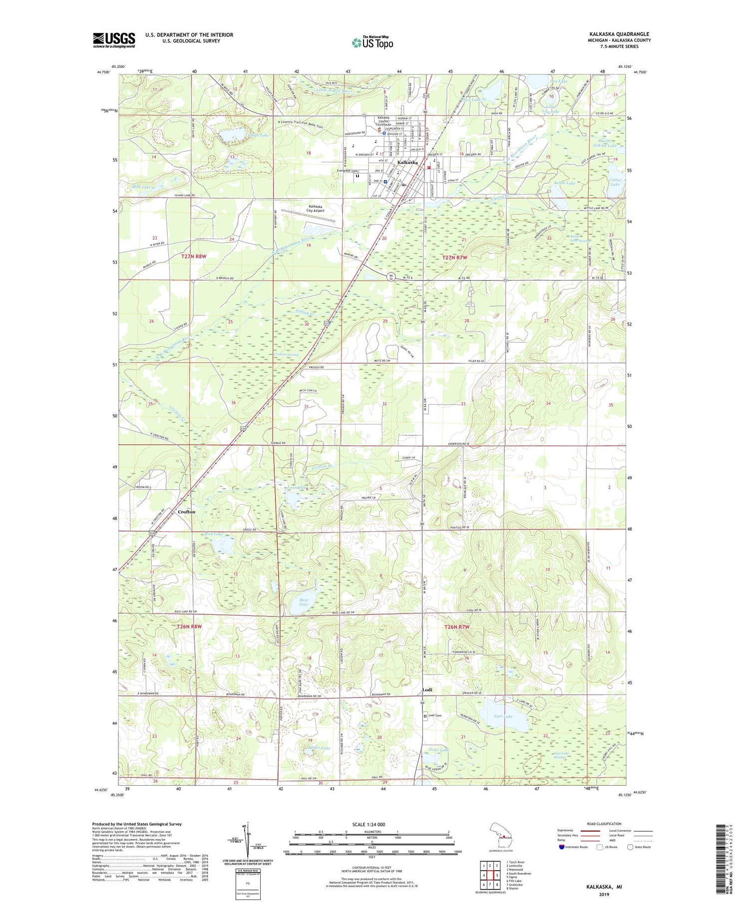 Kalkaska Michigan US Topo Map Image