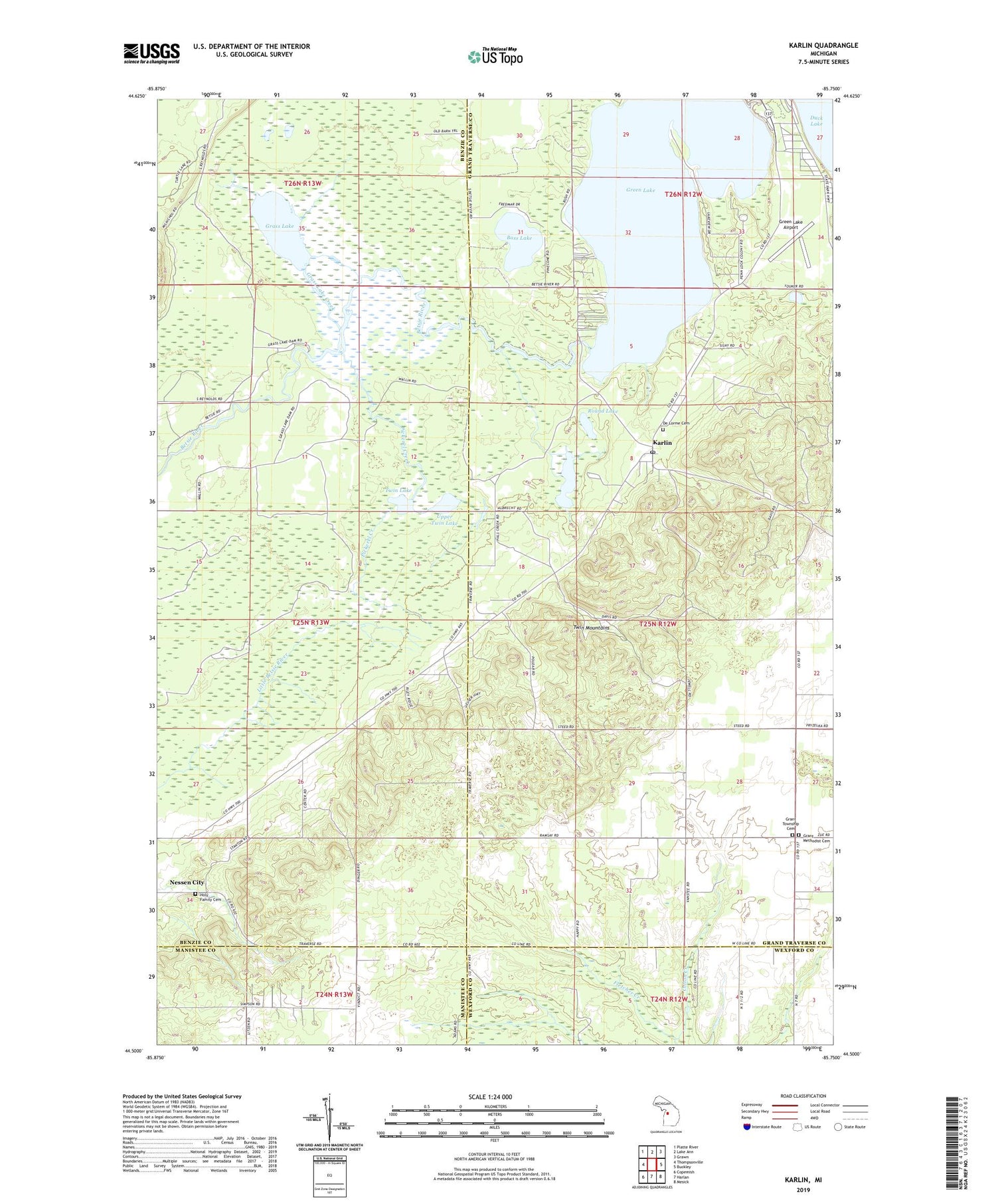 Karlin Michigan US Topo Map Image
