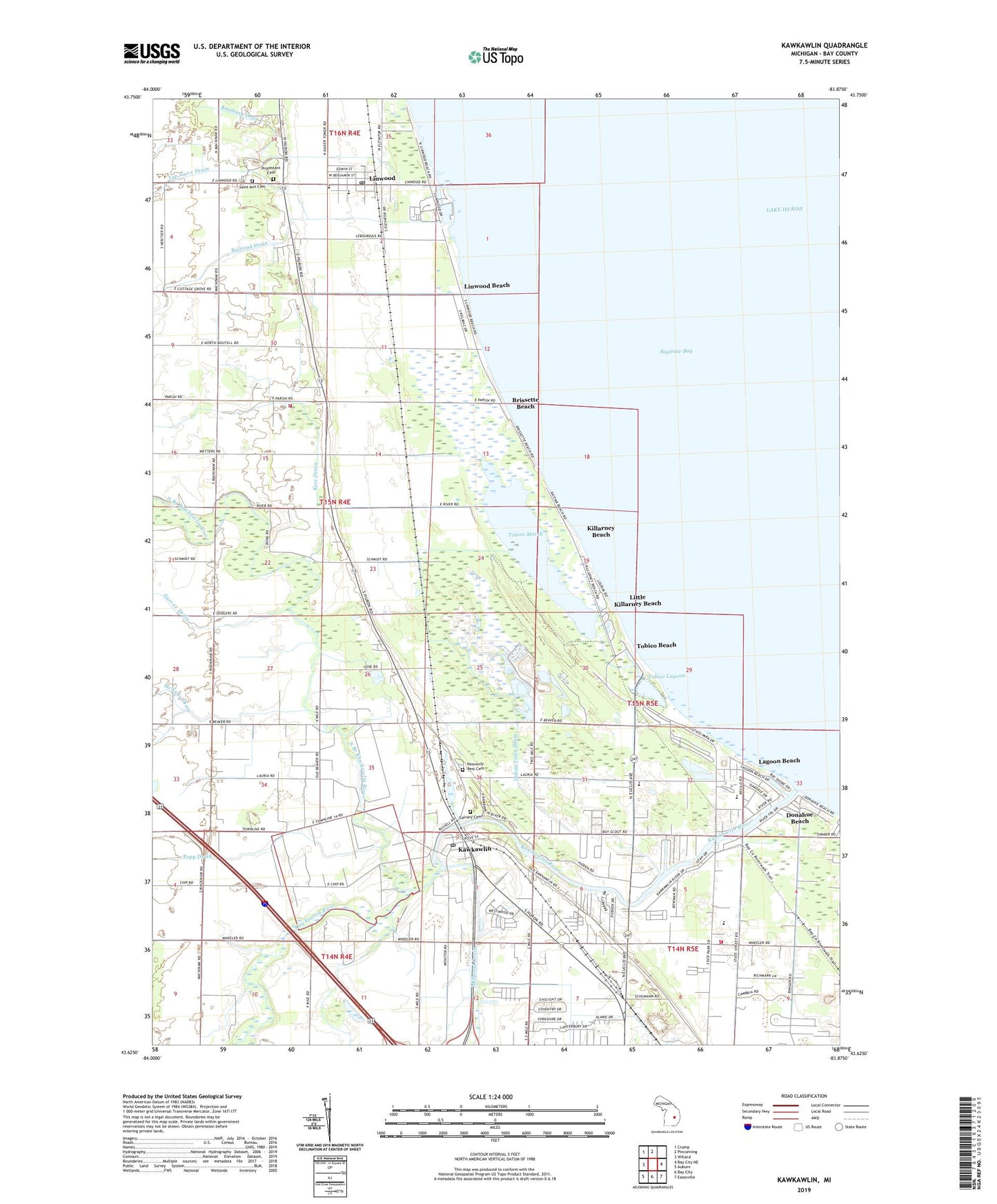 Kawkawlin Michigan US Topo Map Image
