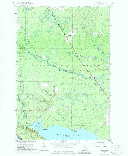 Classic USGS Kenneth Michigan 7.5'x7.5' Topo Map Image