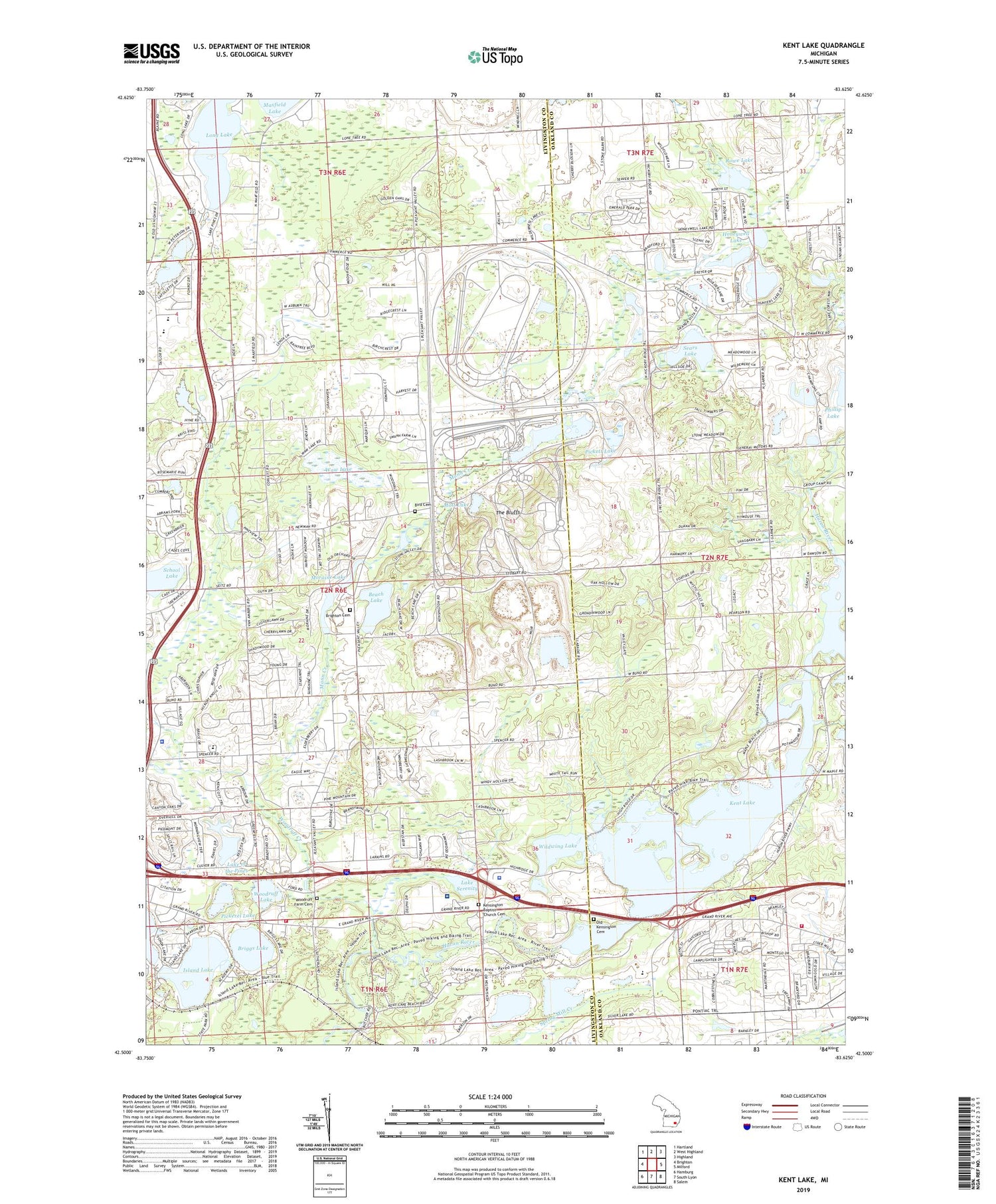 Kent Lake Michigan US Topo Map Image
