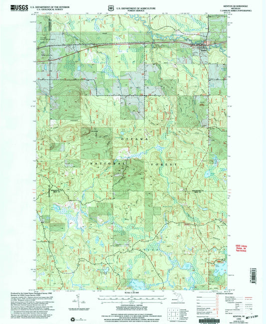 Classic USGS Kenton Michigan 7.5'x7.5' Topo Map Image