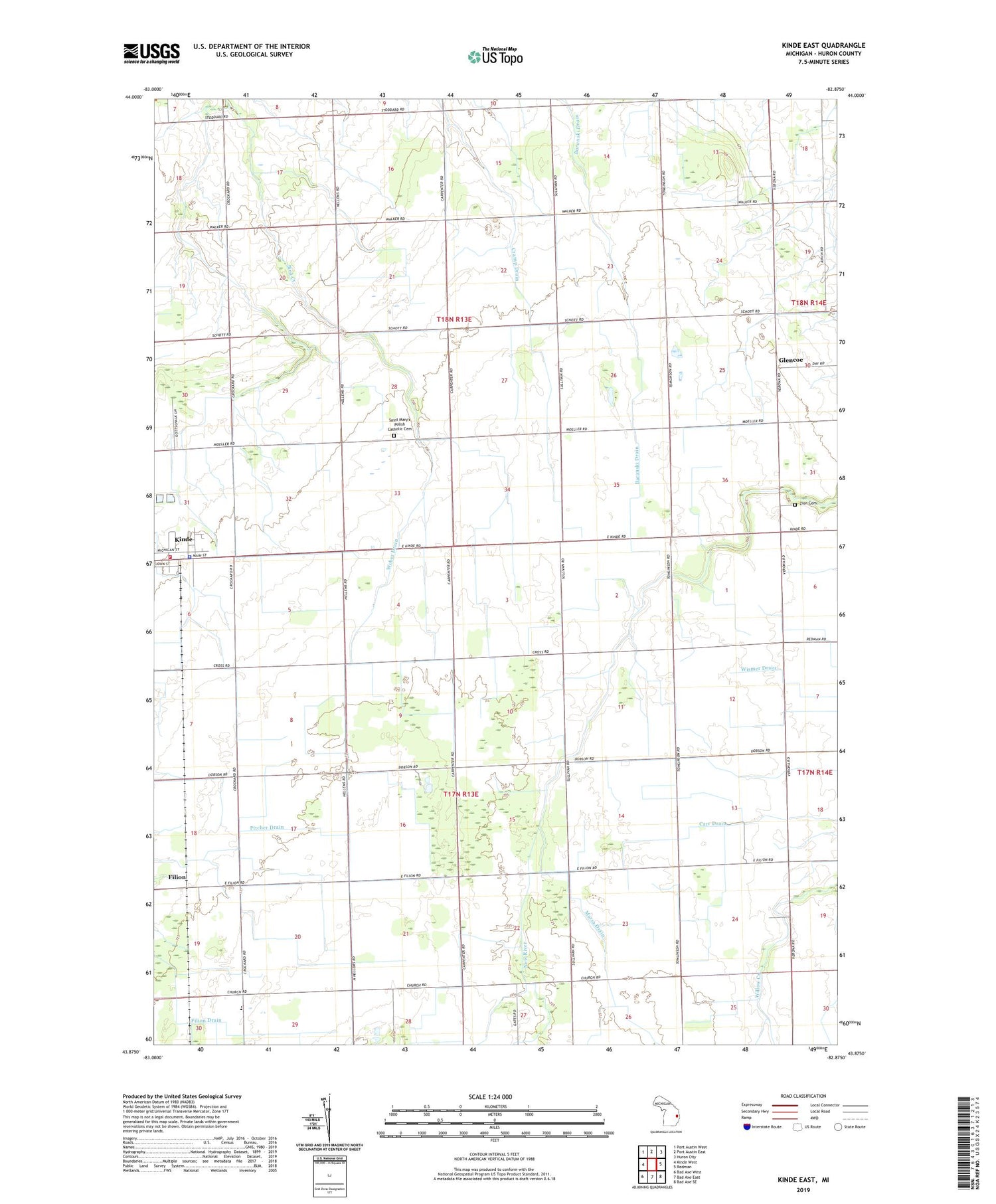 Kinde East Michigan US Topo Map Image