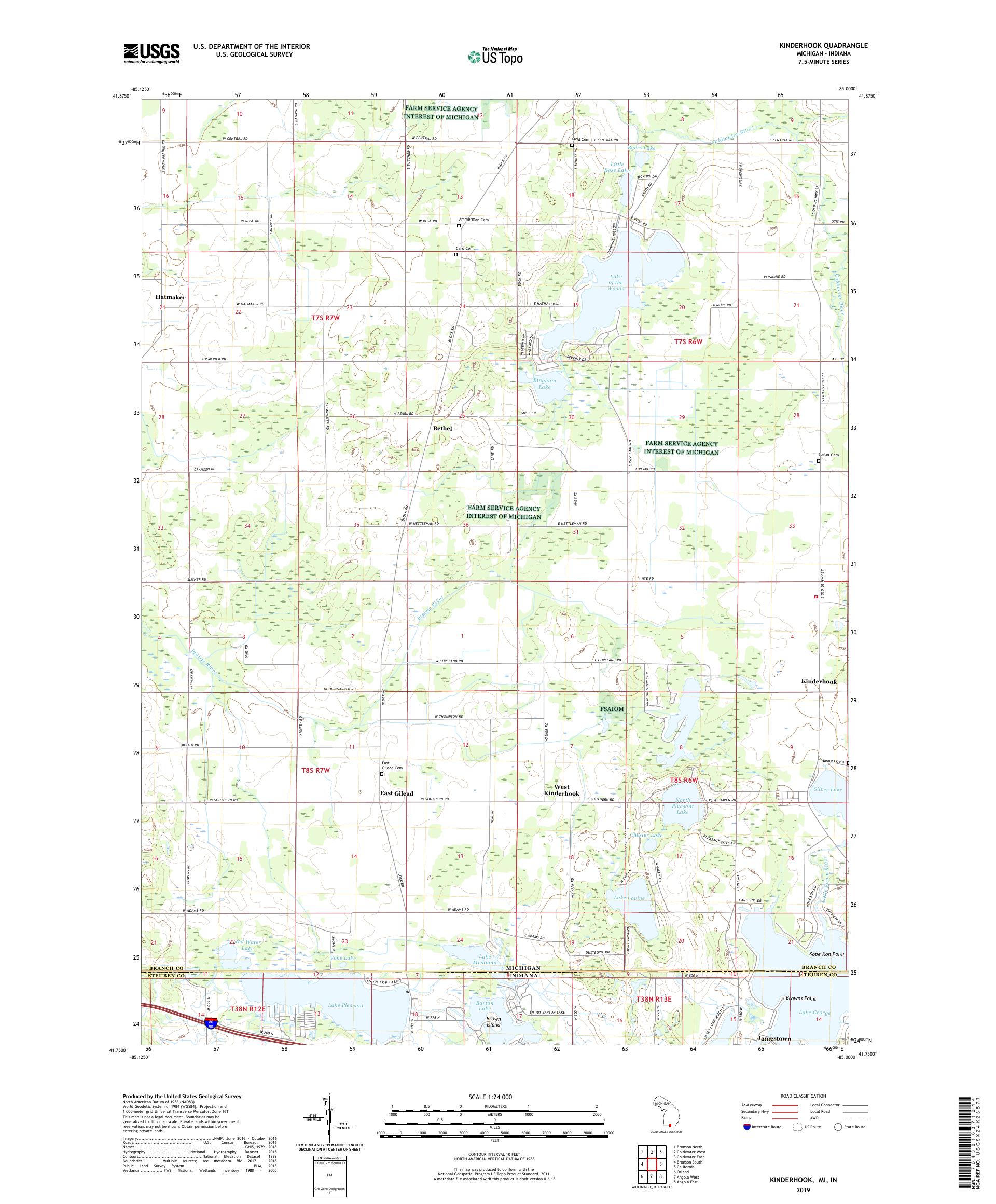 Kinderhook Michigan US Topo Map – MyTopo Map Store