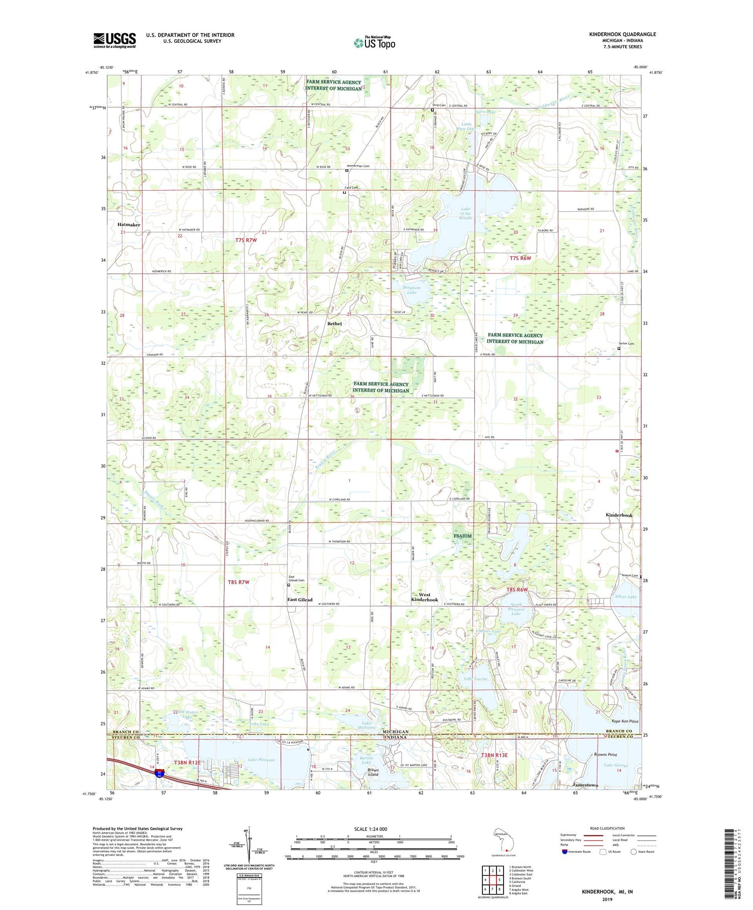 Kinderhook Michigan US Topo Map Image