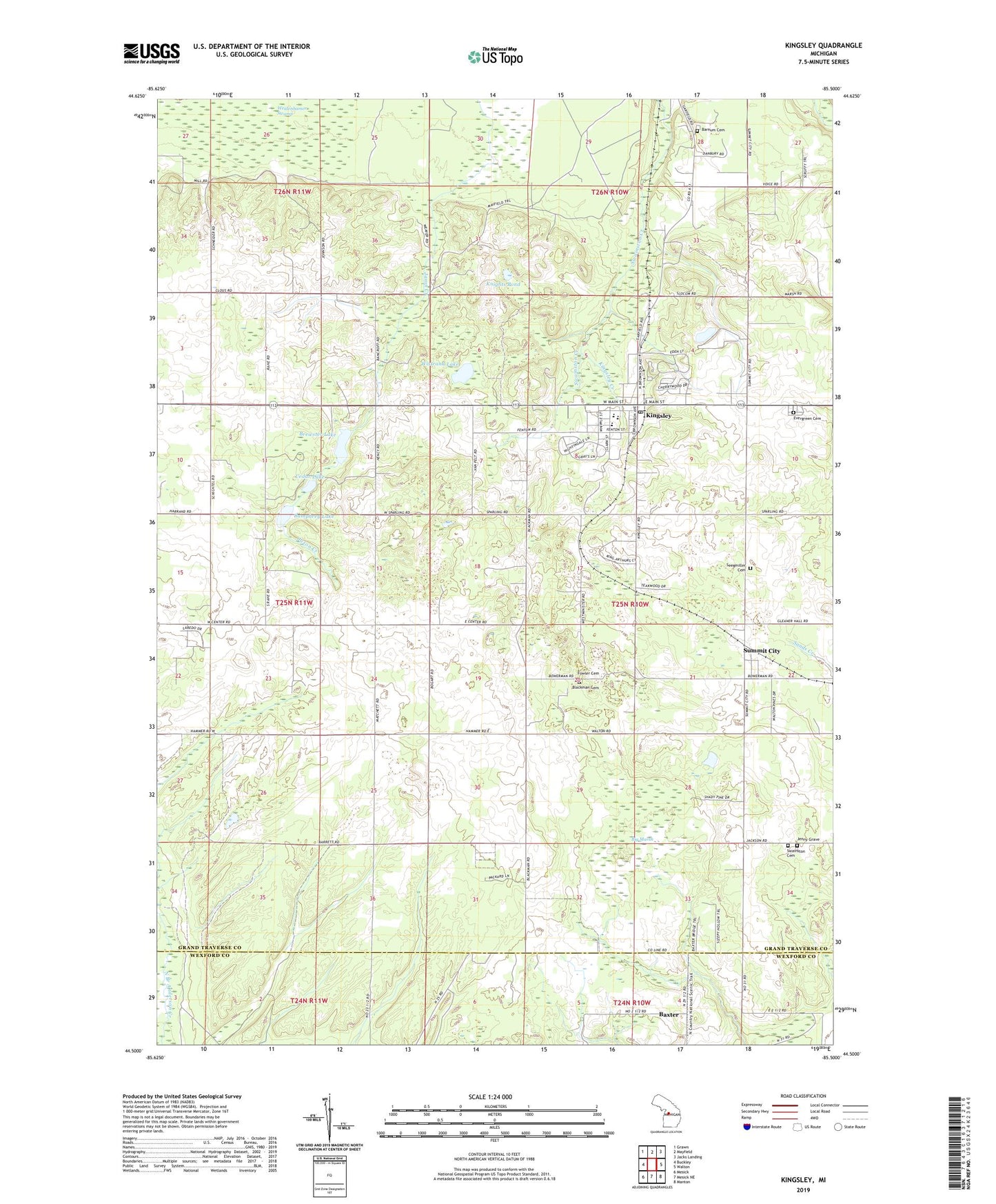 Kingsley Michigan US Topo Map Image