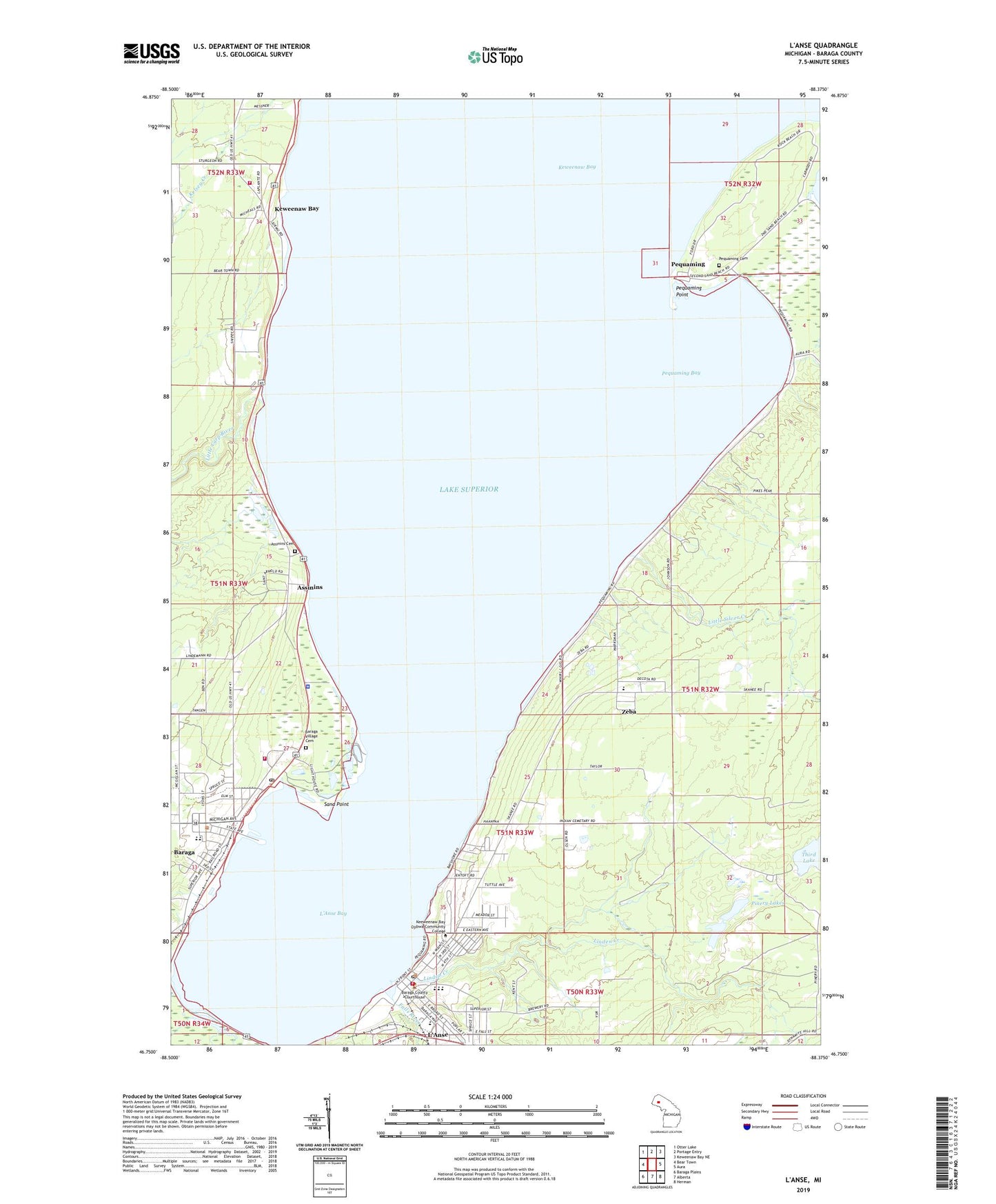 L'Anse Michigan US Topo Map Image