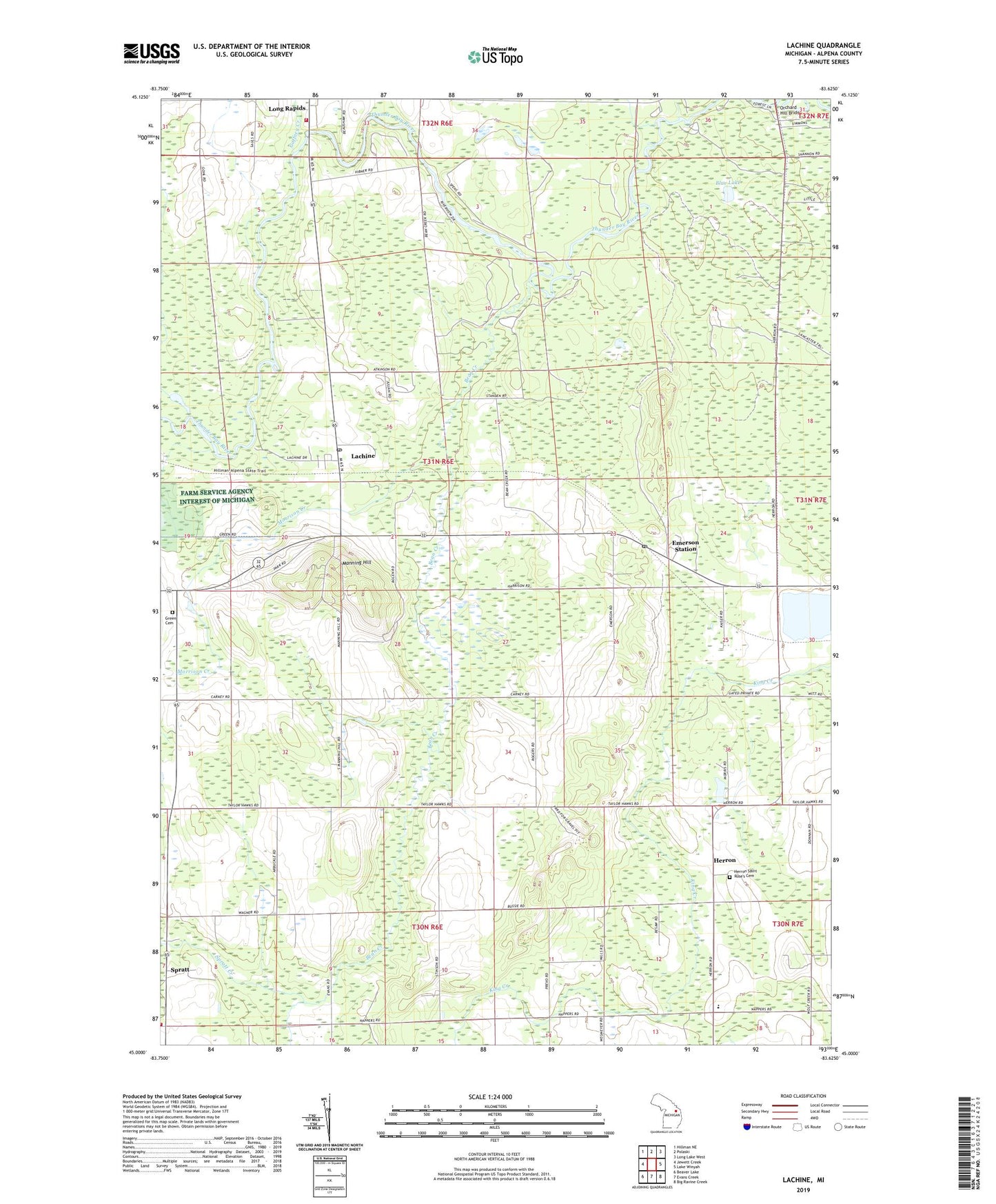 Lachine Michigan US Topo Map Image