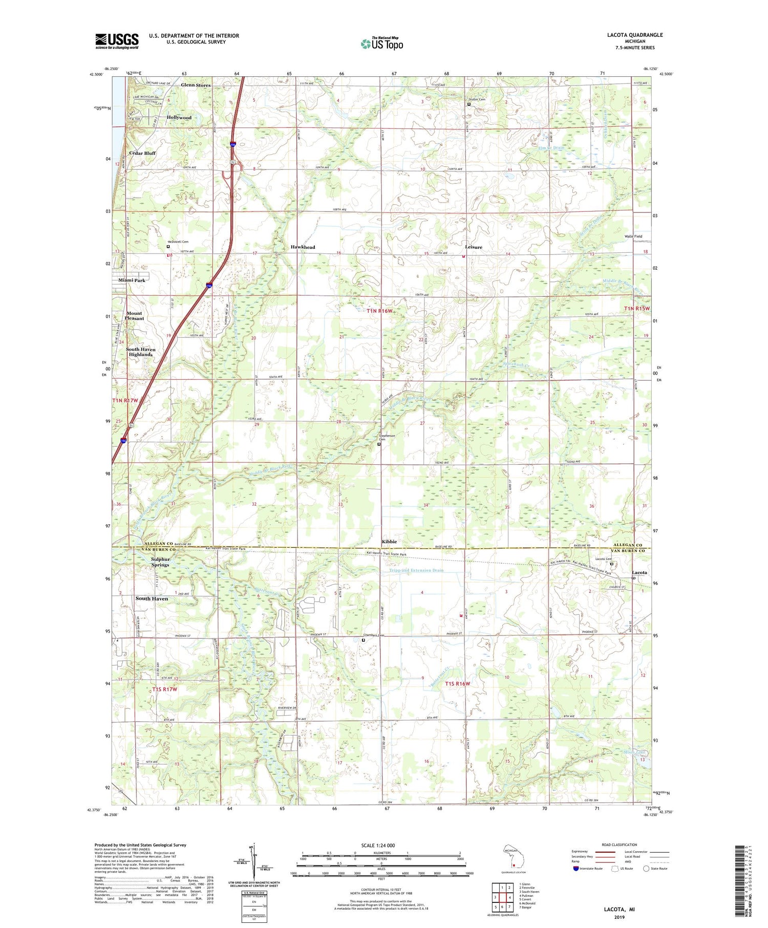 Lacota Michigan US Topo Map Image