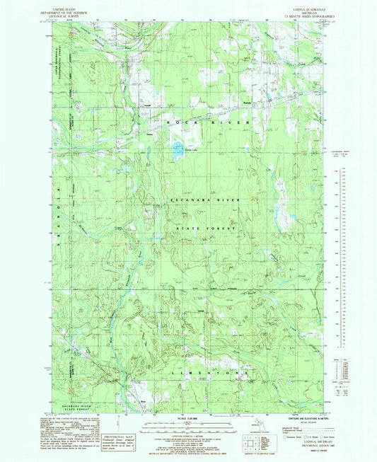 Classic USGS Ladoga Michigan 7.5'x7.5' Topo Map Image