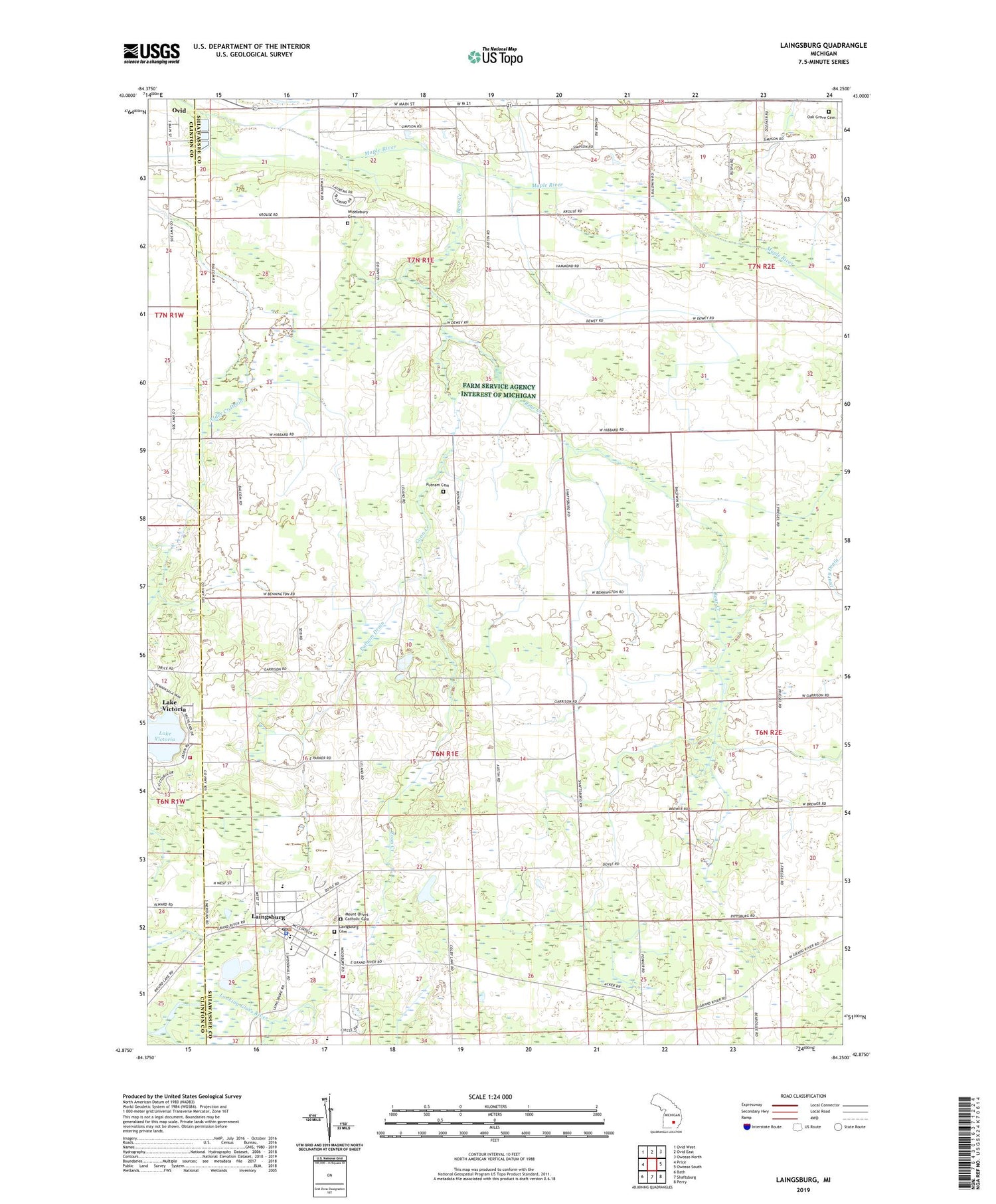 Laingsburg Michigan US Topo Map Image