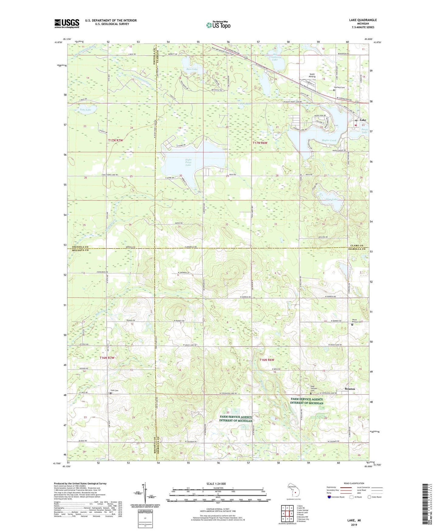 Lake Michigan US Topo Map Image