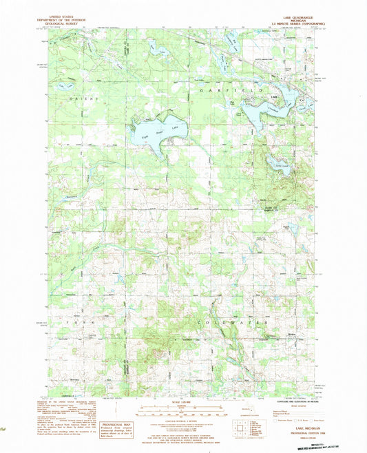 Classic USGS Lake Michigan 7.5'x7.5' Topo Map Image