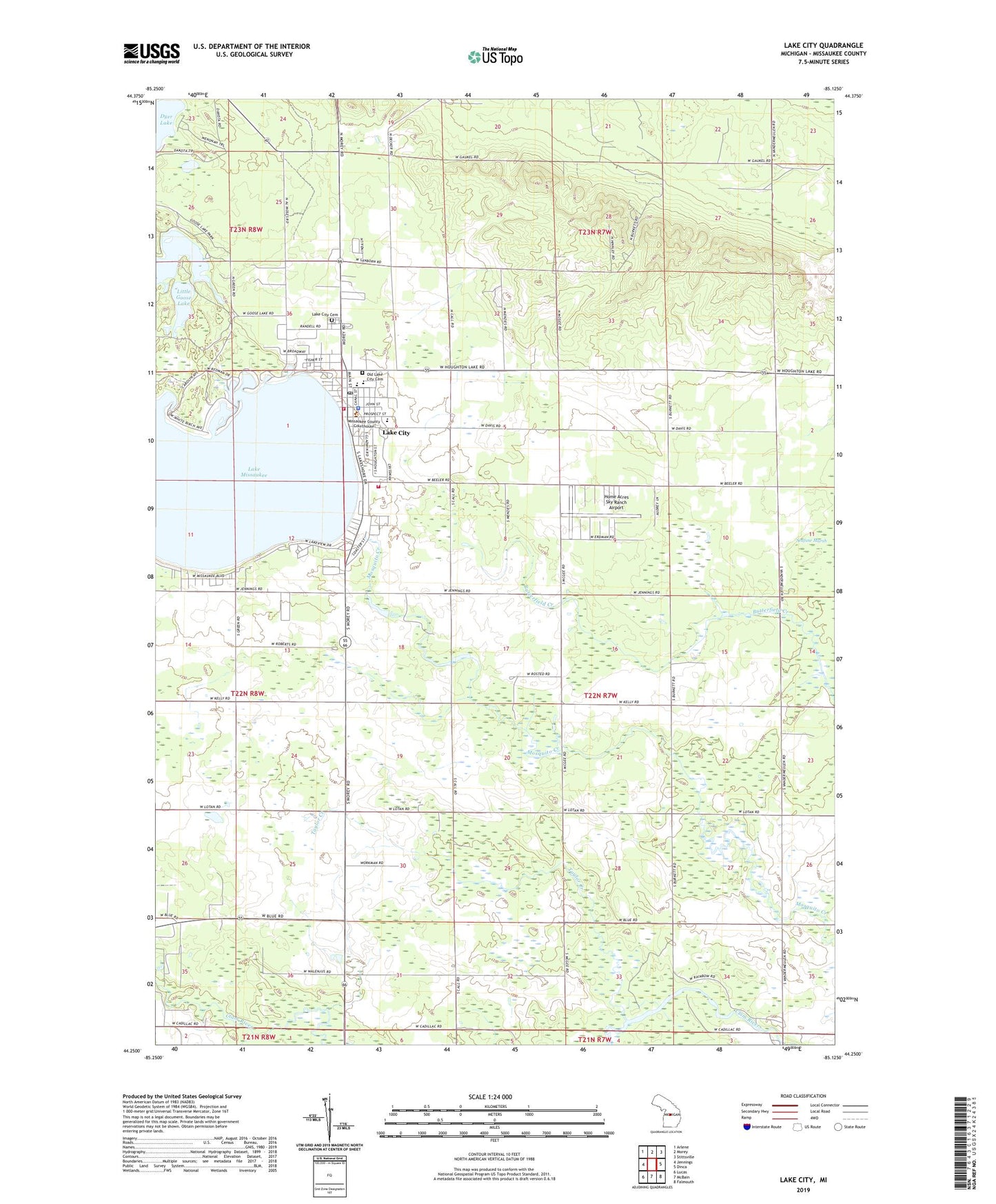 Lake City Michigan US Topo Map Image