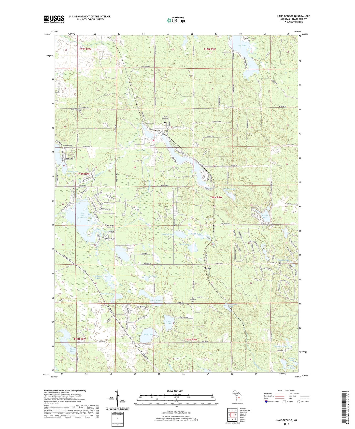 Lake George Michigan US Topo Map Image
