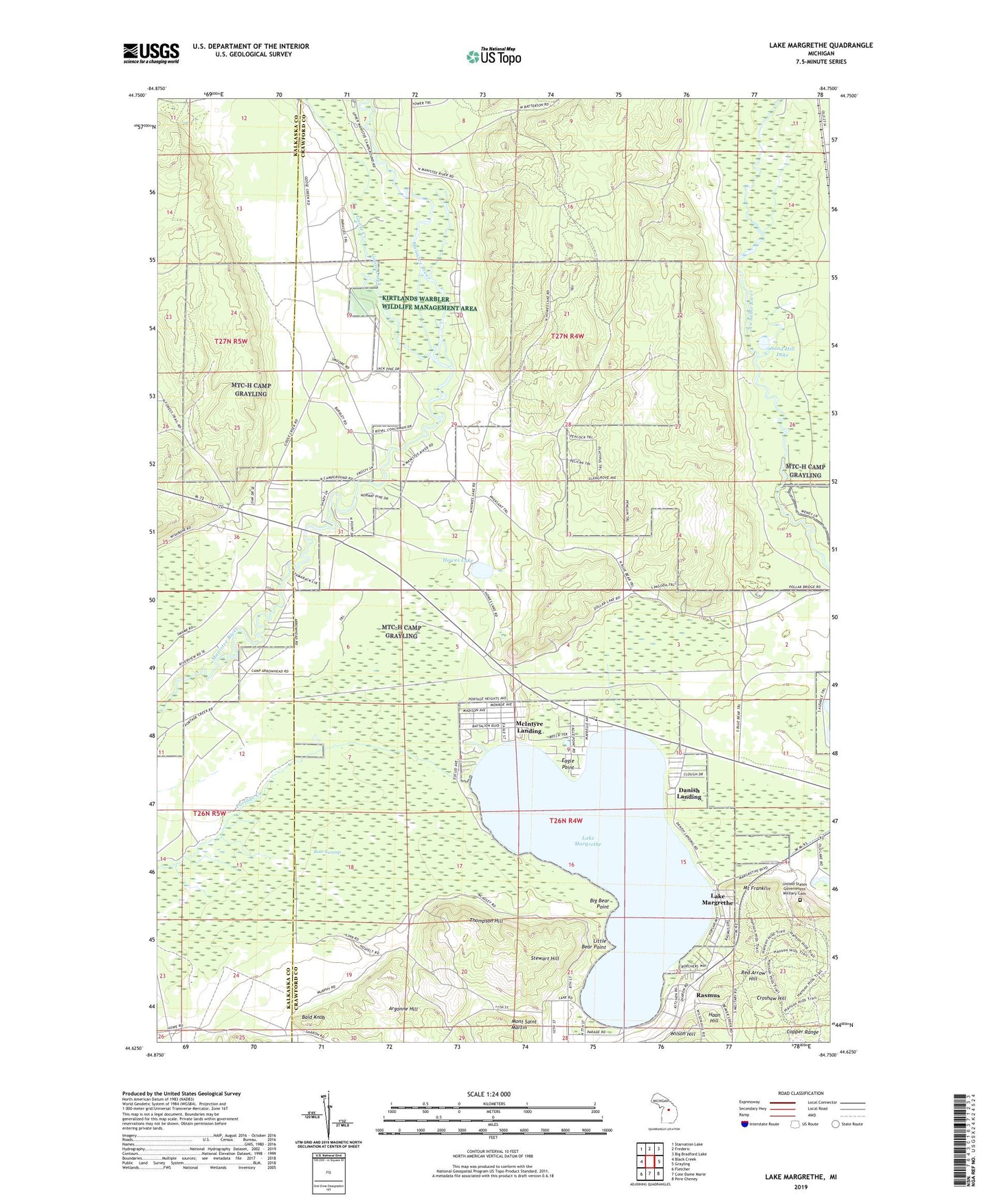 Lake Margrethe Michigan US Topo Map Image