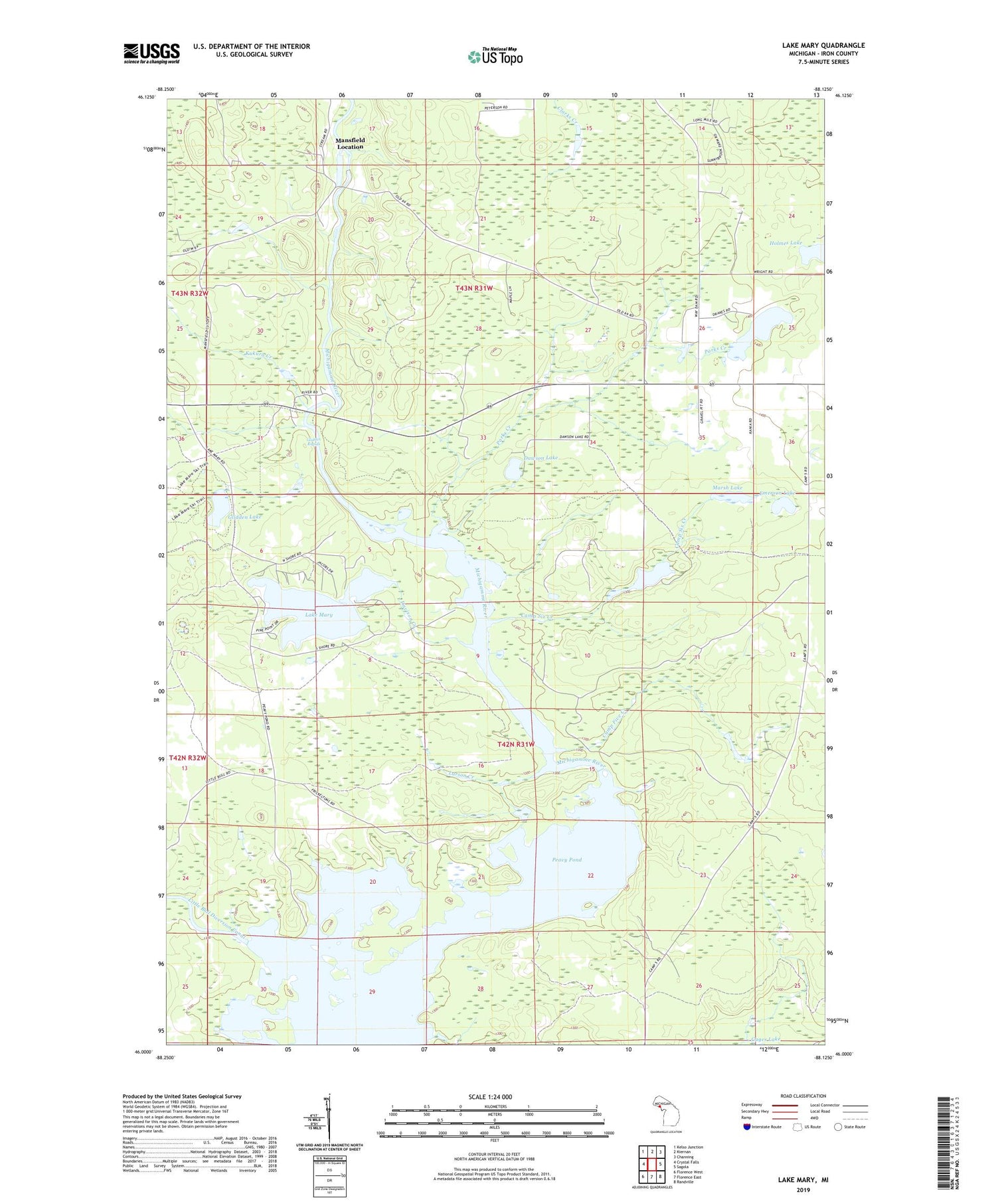 Lake Mary Michigan US Topo Map Image