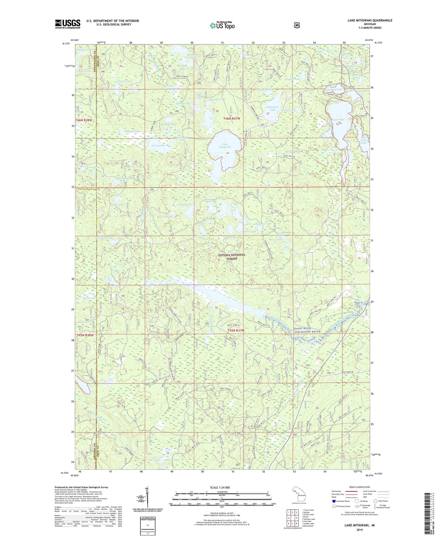 Lake Mitigwaki Michigan US Topo Map Image