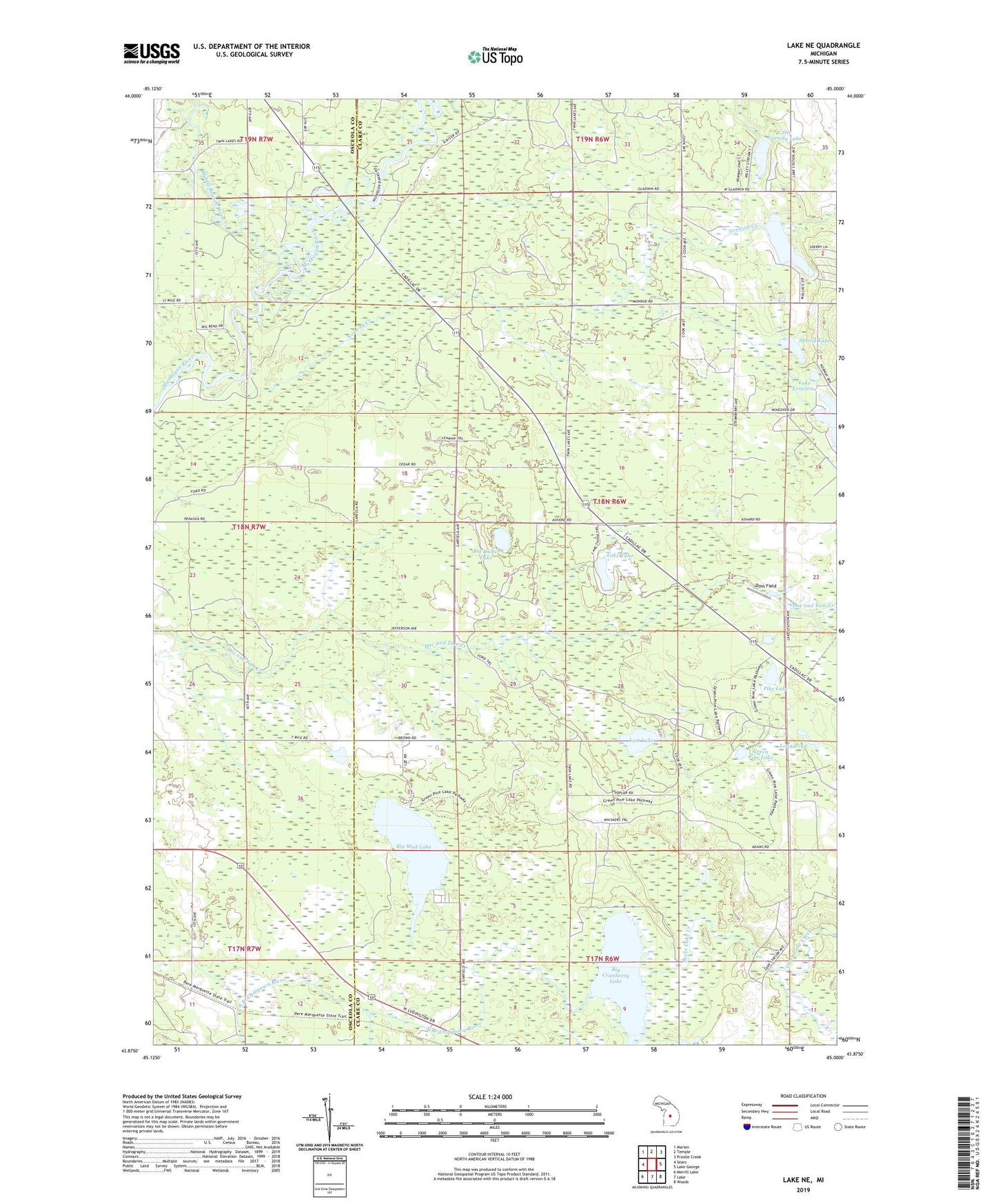 Lake NE Michigan US Topo Map Image