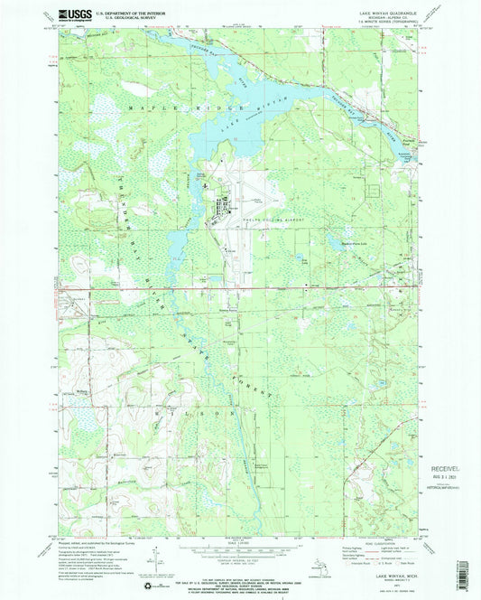 Classic USGS Lake Winyah Michigan 7.5'x7.5' Topo Map Image