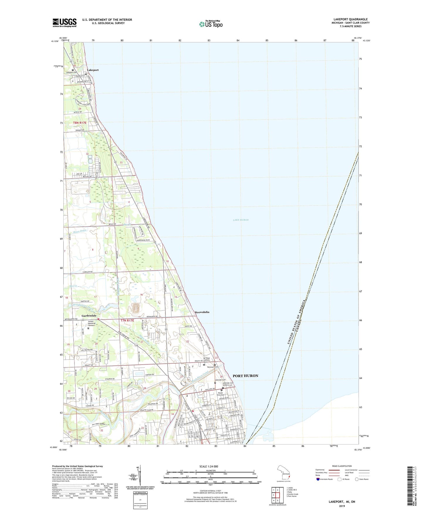 Lakeport Michigan US Topo Map Image