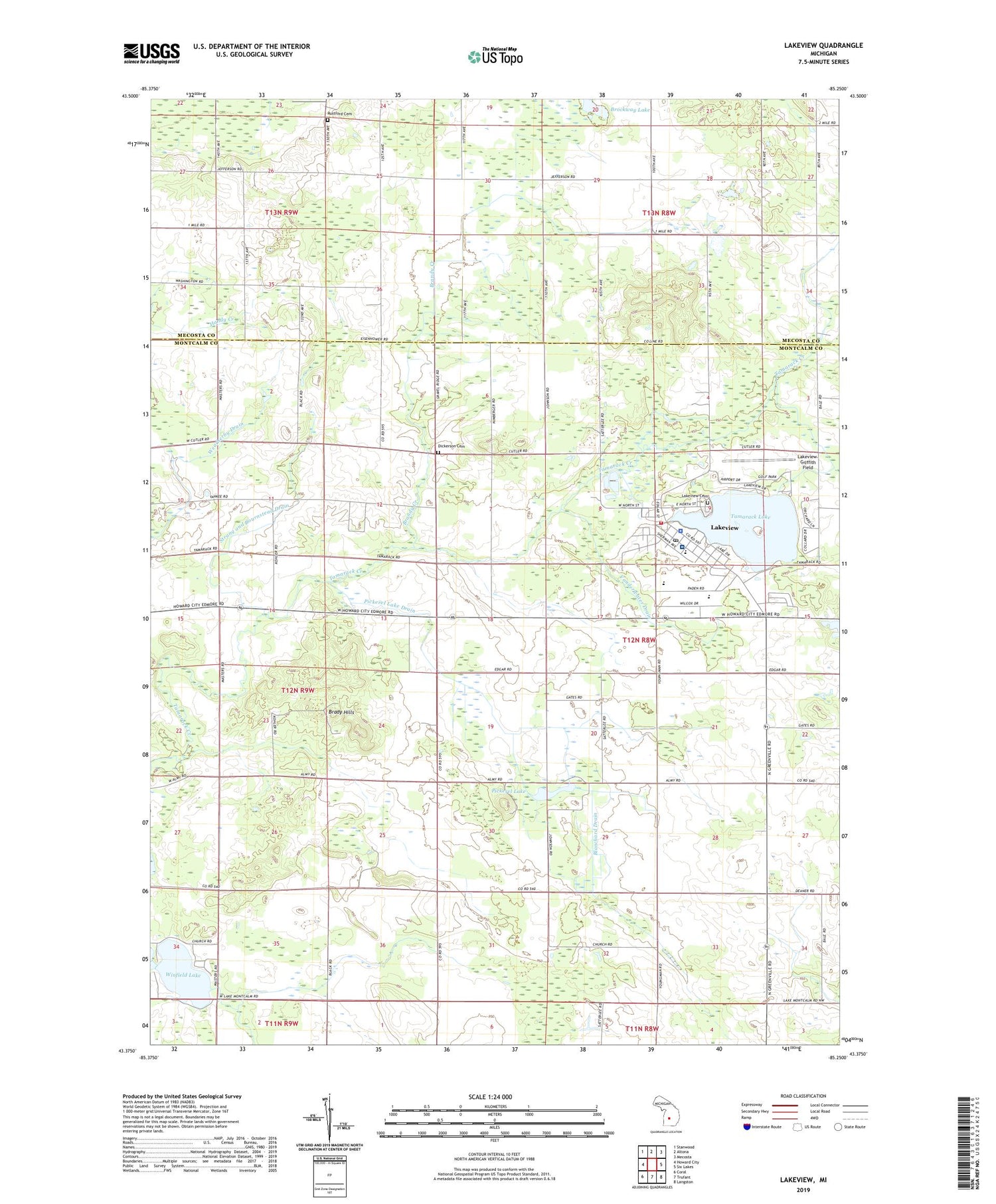 Lakeview Michigan US Topo Map Image