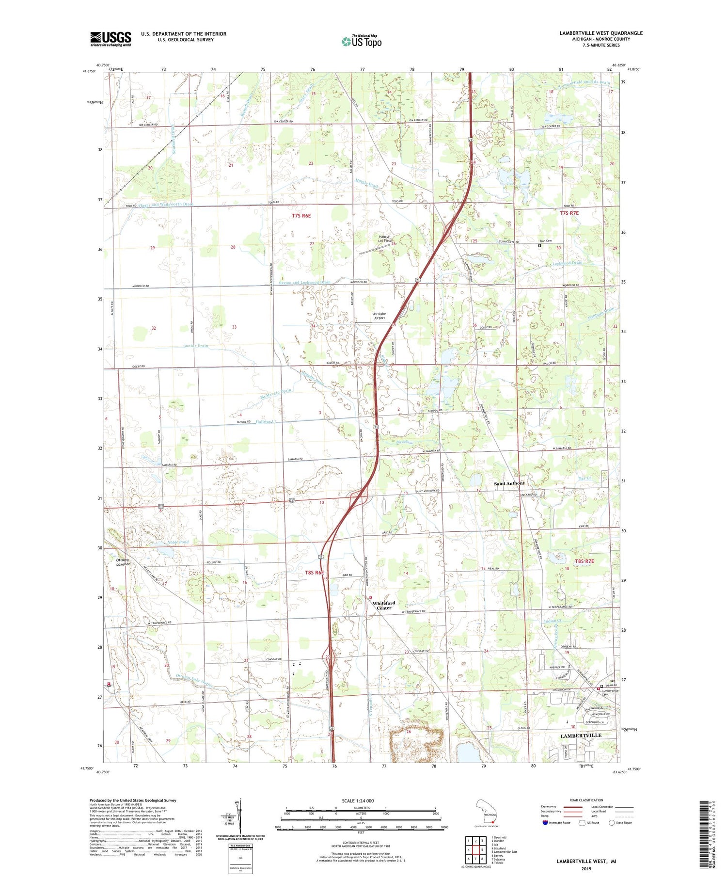 Lambertville West Michigan US Topo Map Image