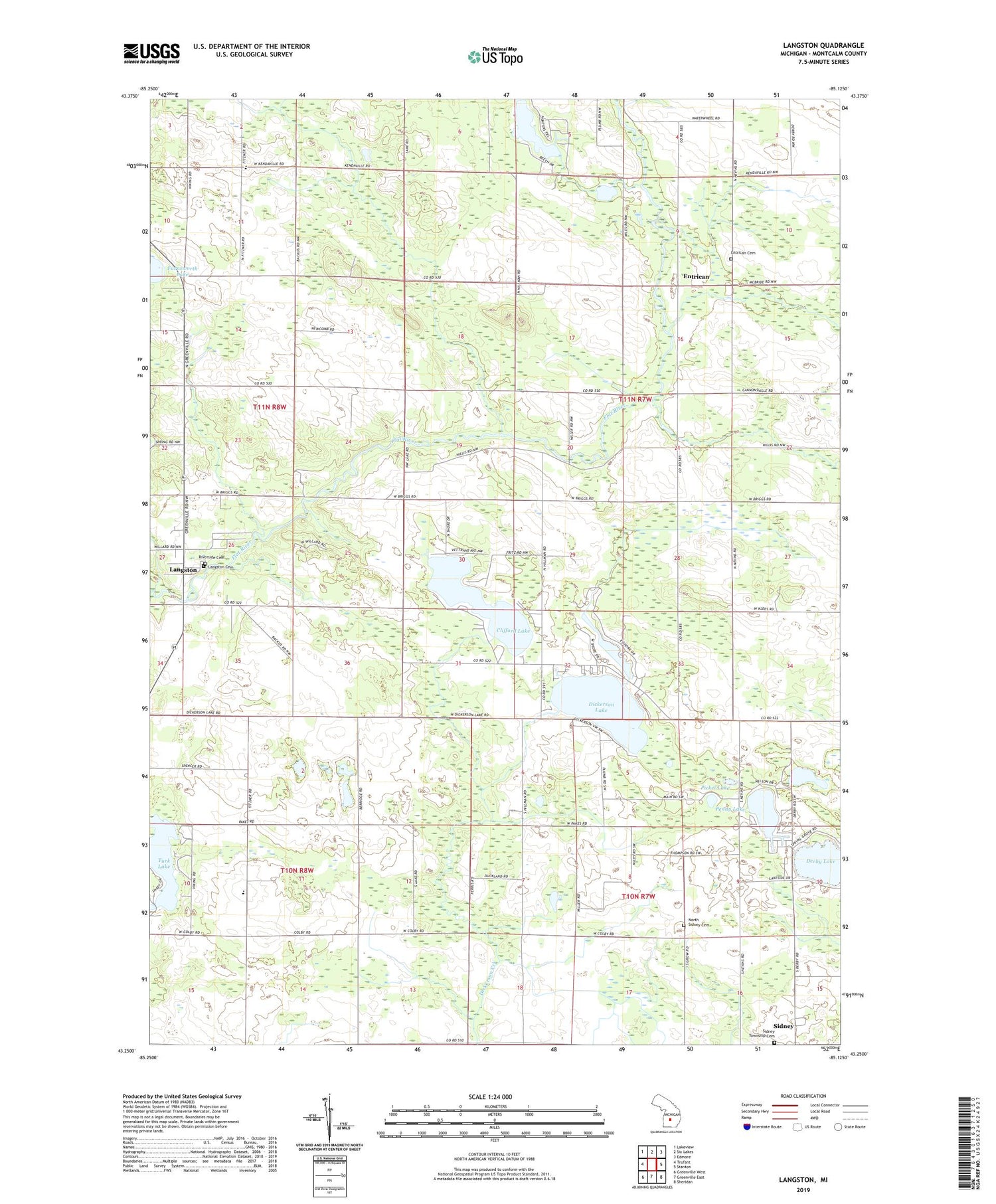 Langston Michigan US Topo Map Image