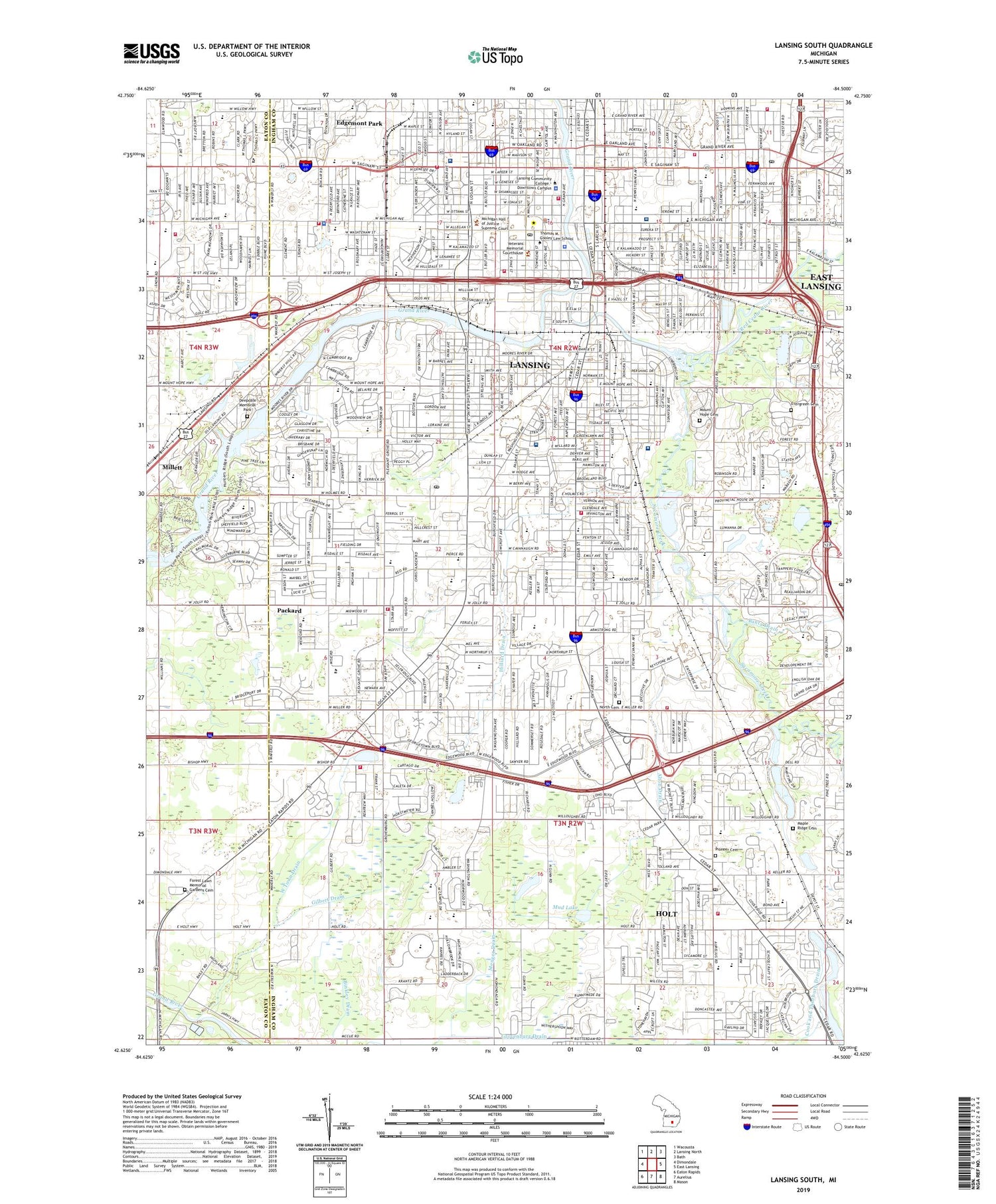 Lansing South Michigan US Topo Map Image
