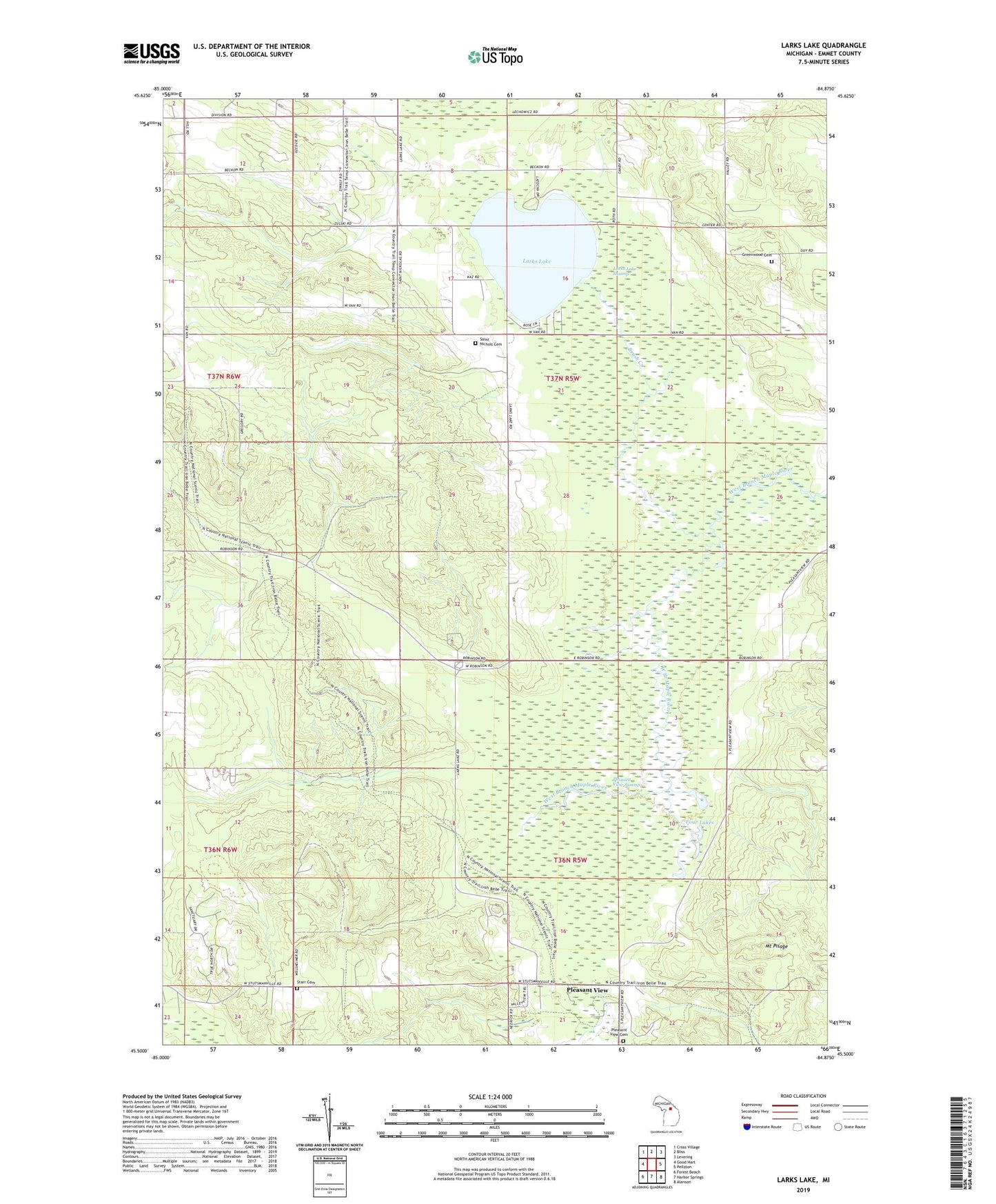 Larks Lake Michigan US Topo Map Image