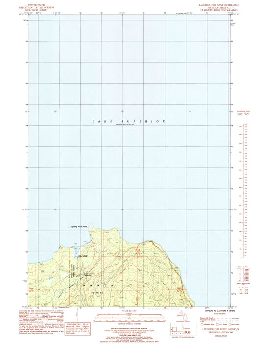 Classic USGS Laughing Fish Point Michigan 7.5'x7.5' Topo Map Image