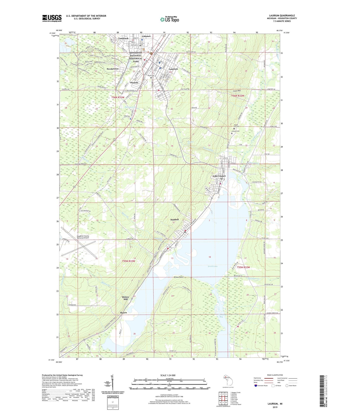 Laurium Michigan US Topo Map Image