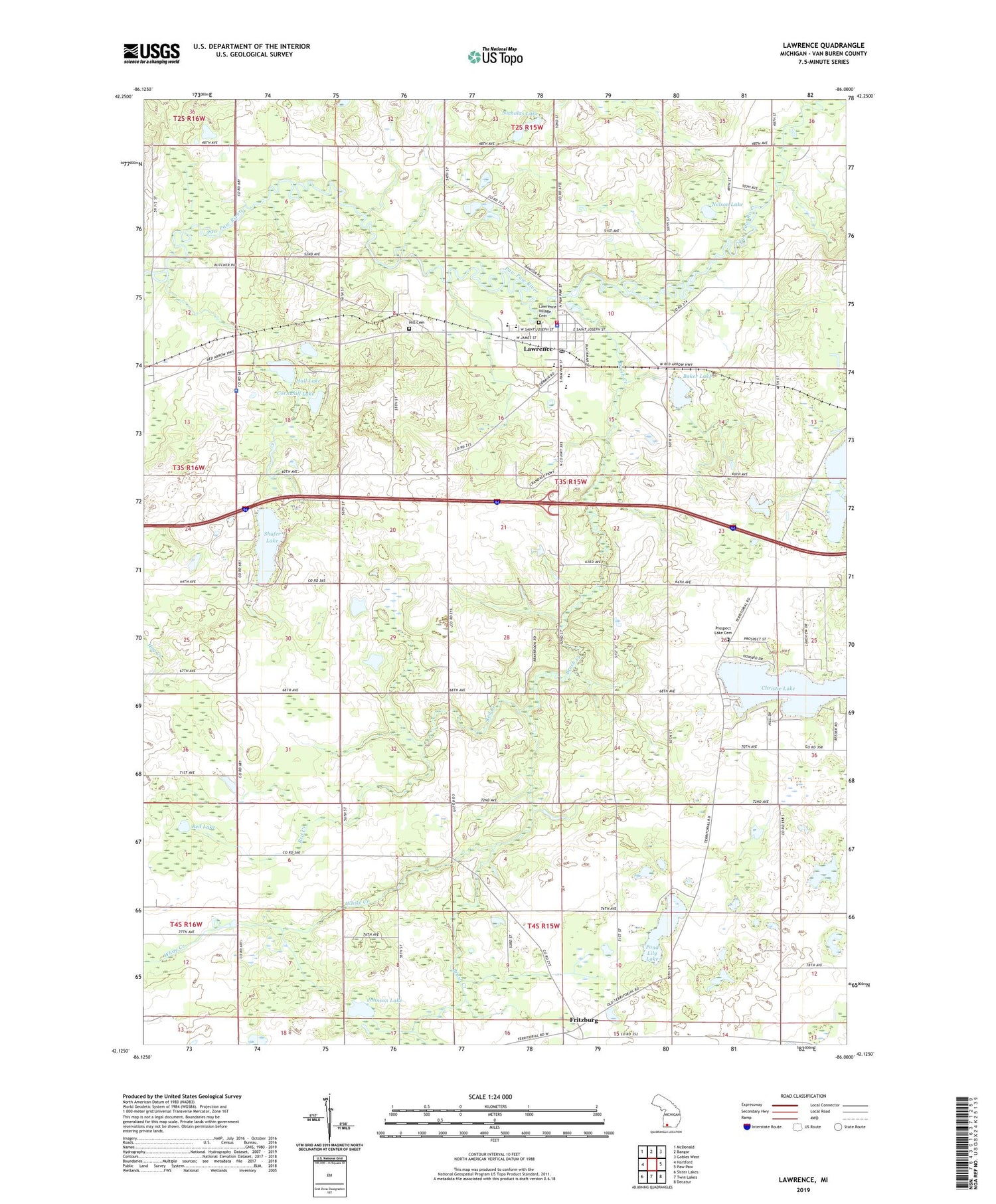 Lawrence Michigan US Topo Map Image