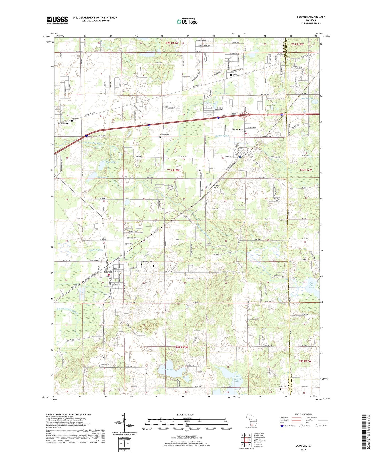 Lawton Michigan US Topo Map Image